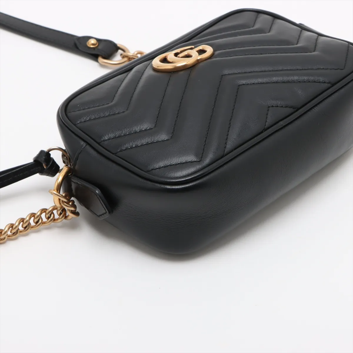 GG Marmont Leather Chain Shoulder Bag Black 448065 — view 4