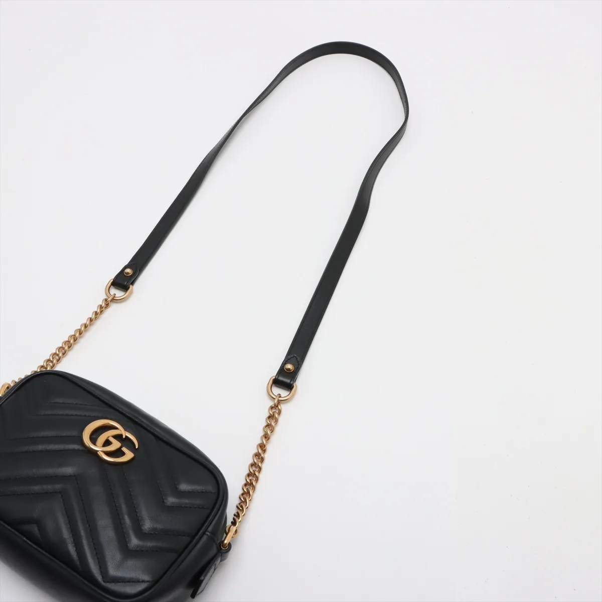 GG Marmont Leather Chain Shoulder Bag Black 448065 — view 5