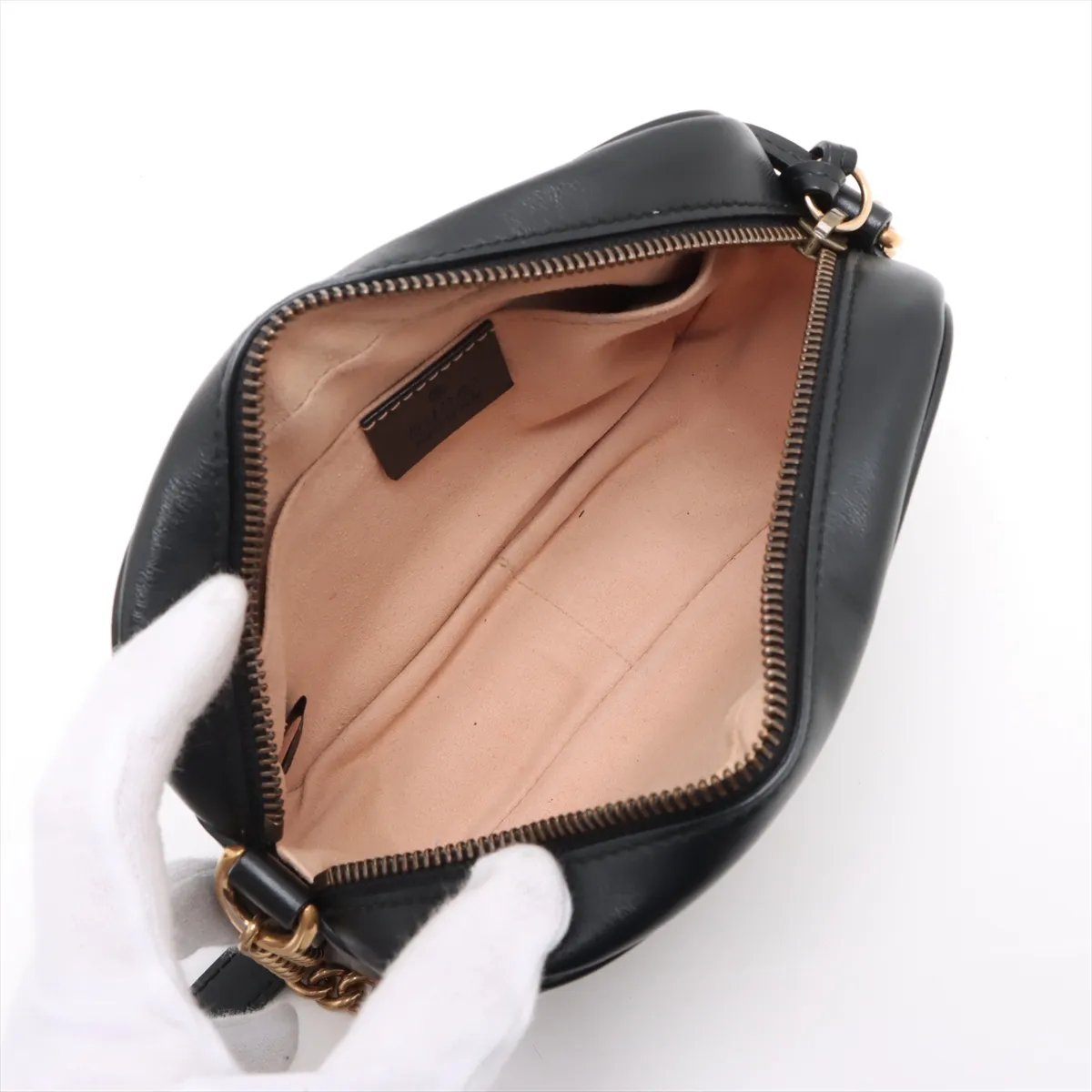 GG Marmont Leather Chain Shoulder Bag Black 448065 — view 6