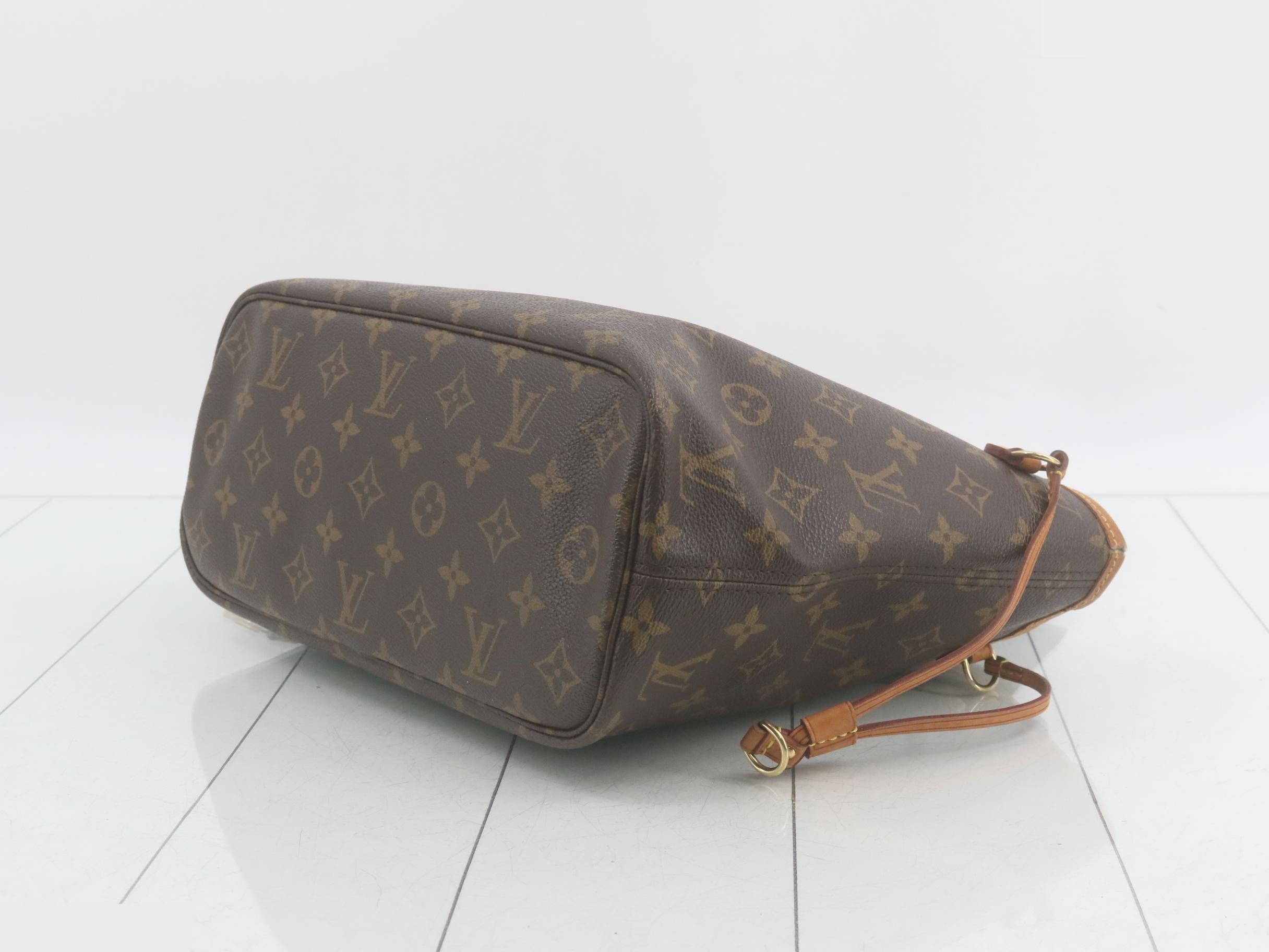 Neverfull PM Tote Bag with Pouch, Monogram Pattern, Brown — view 6