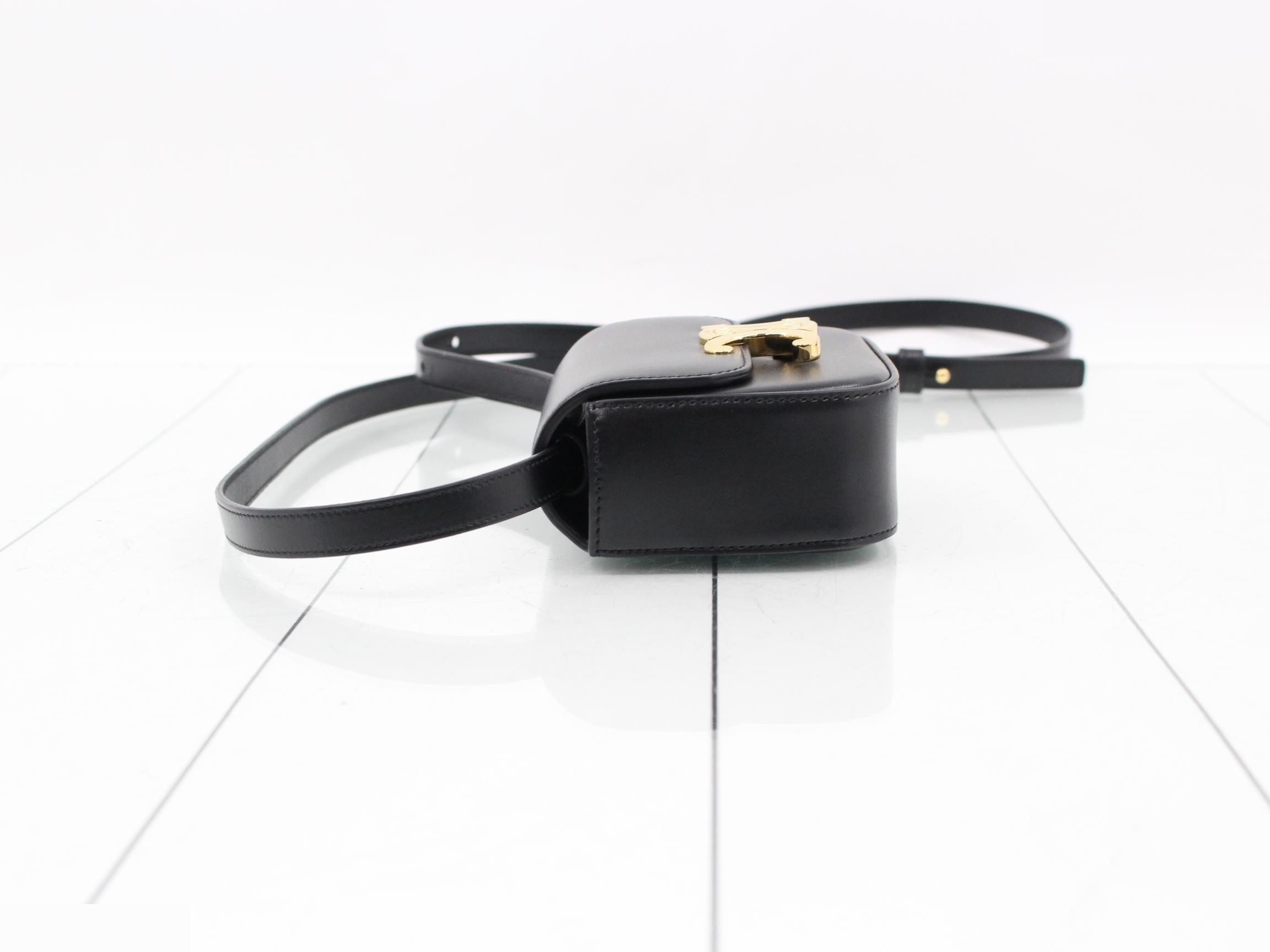 Unused, with box. Triomphe Mini Claude leather shoulder bag, black. — view 11