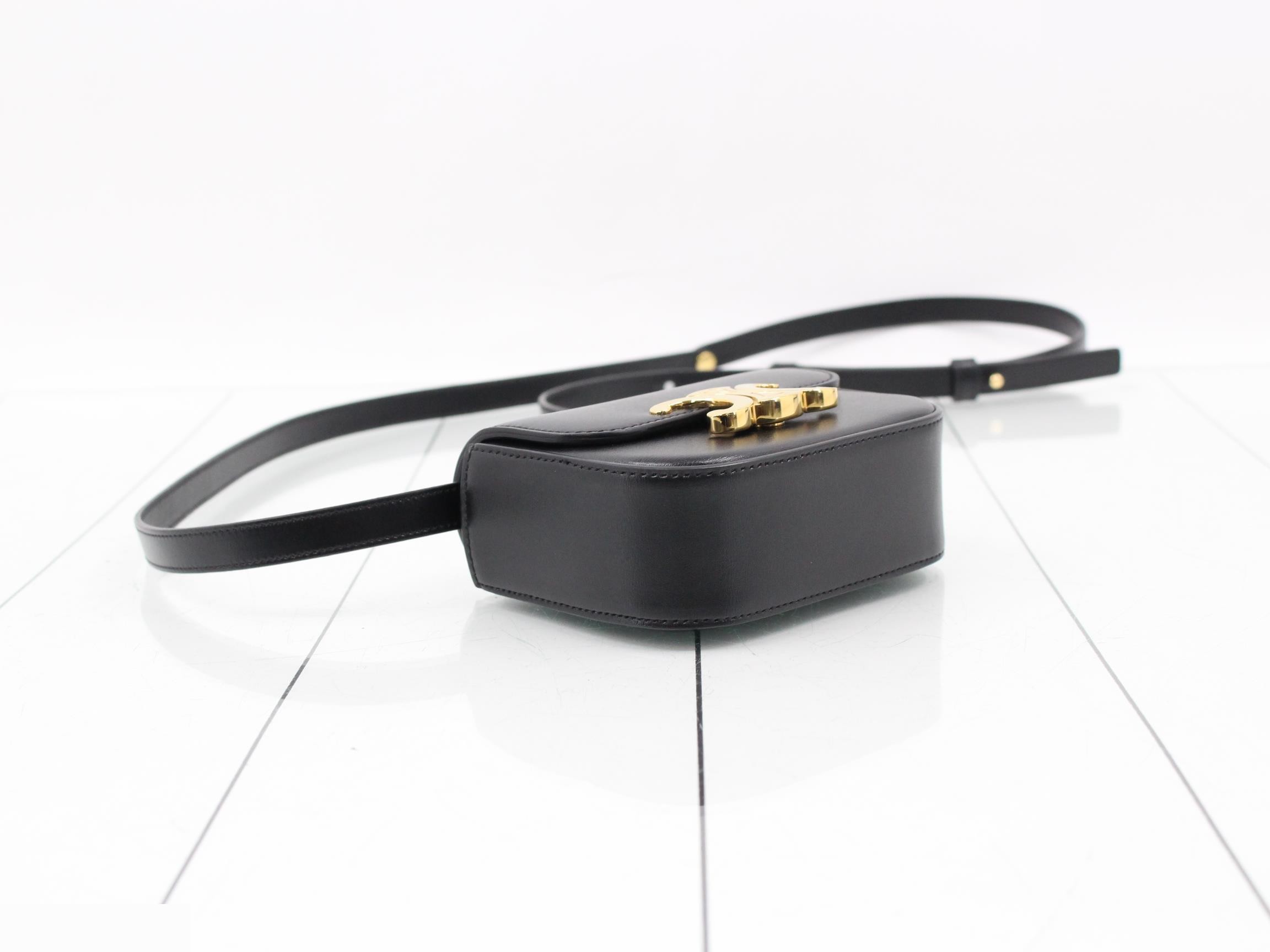 Unused, with box. Triomphe Mini Claude leather shoulder bag, black. — view 12