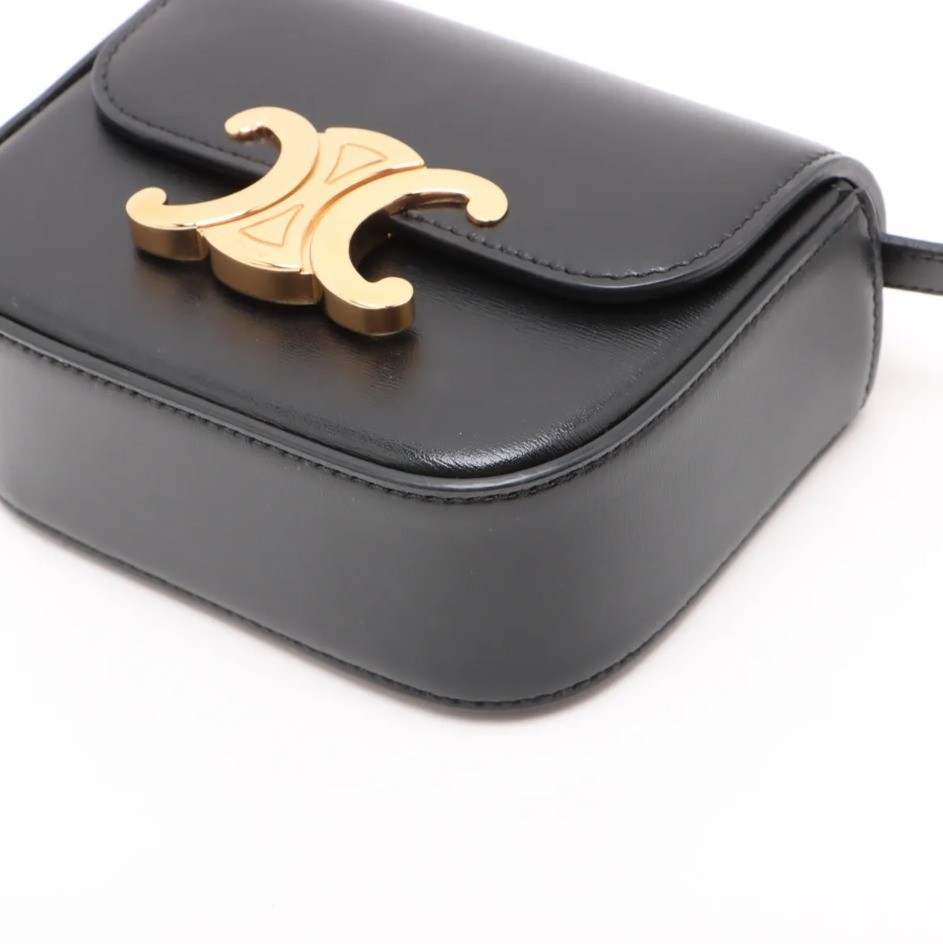 Unused, with box. Triomphe Mini Claude leather shoulder bag, black. — view 4