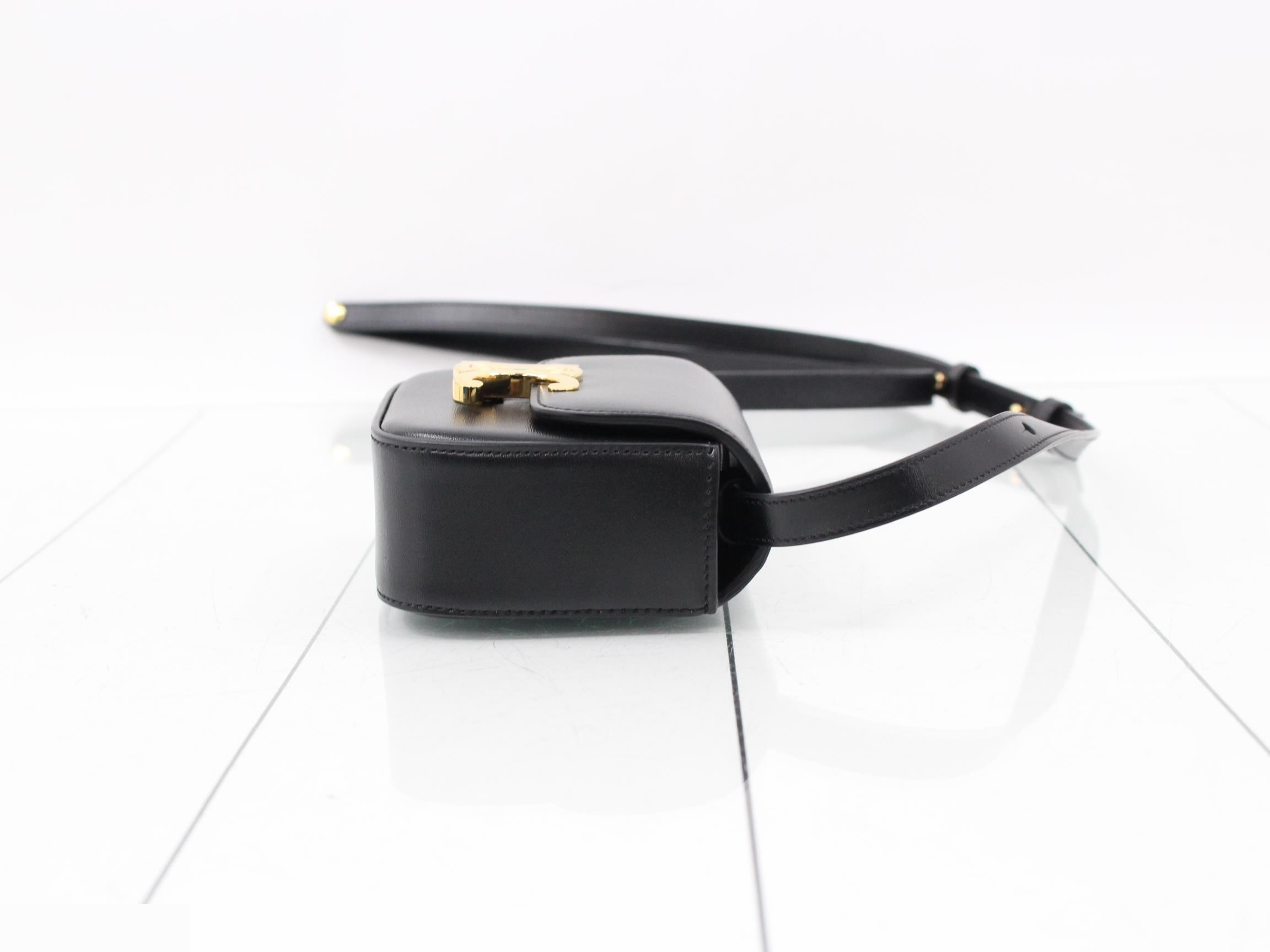 Unused, with box. Triomphe Mini Claude leather shoulder bag, black. — view 10