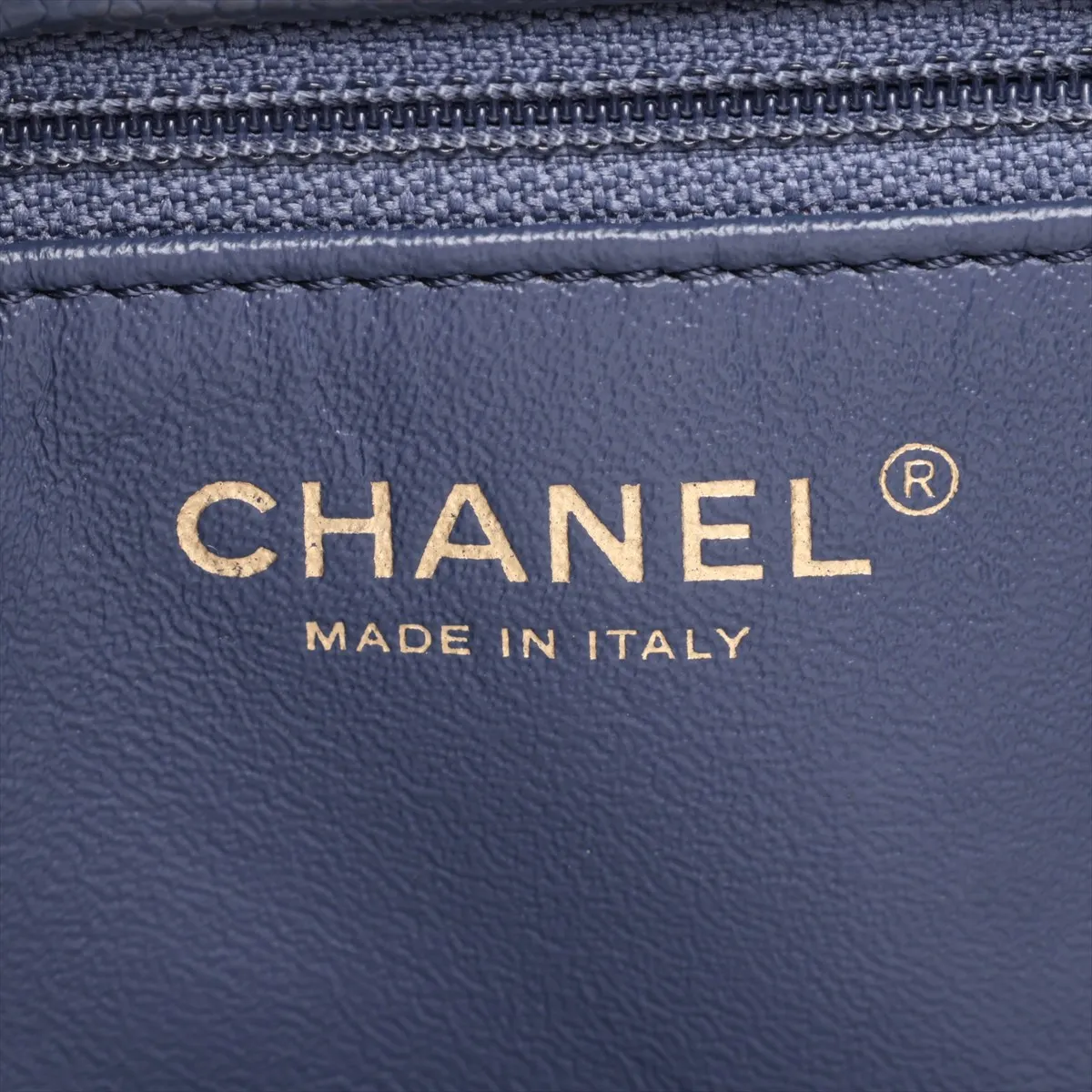 Matelassé Caviar Skin Chain Tote Bag, Blue with Gold Hardware, Item Number 21833891, Series 21 — view 11