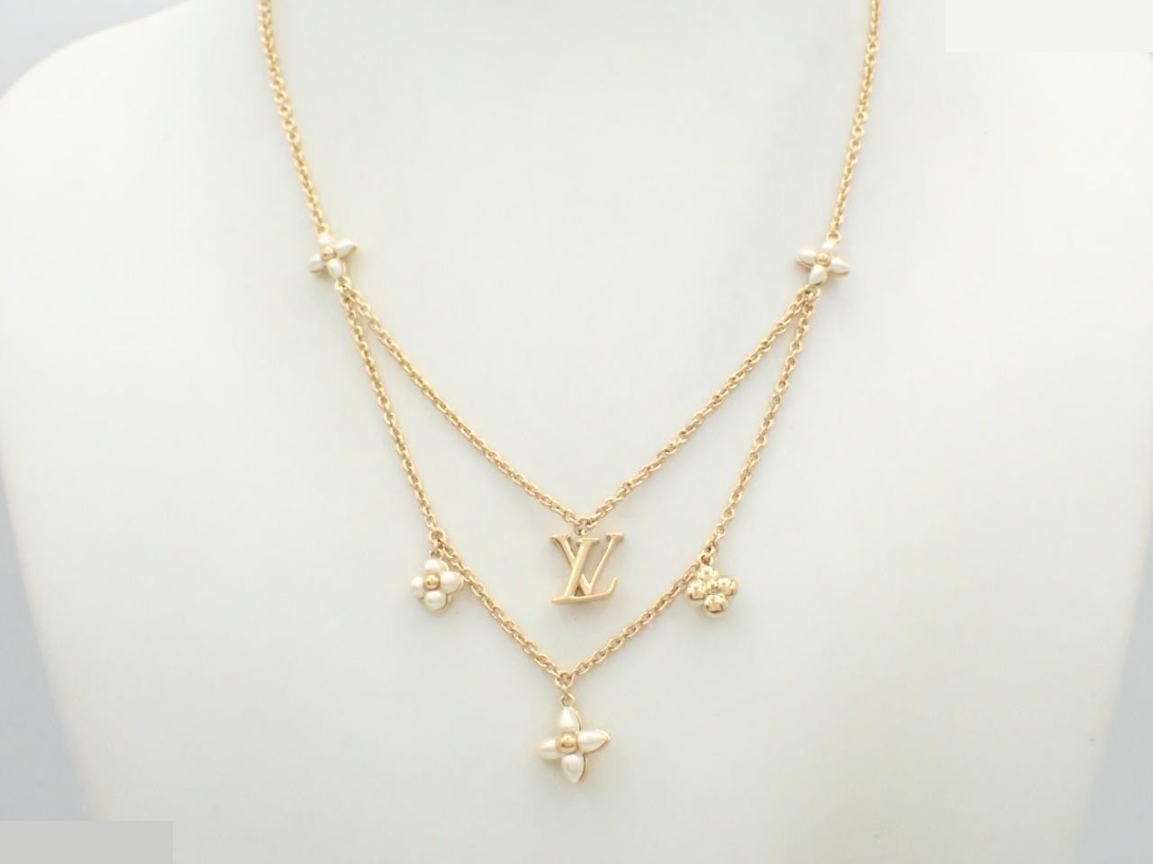 M00981 LV Floragram Necklace Gold GP — view 3