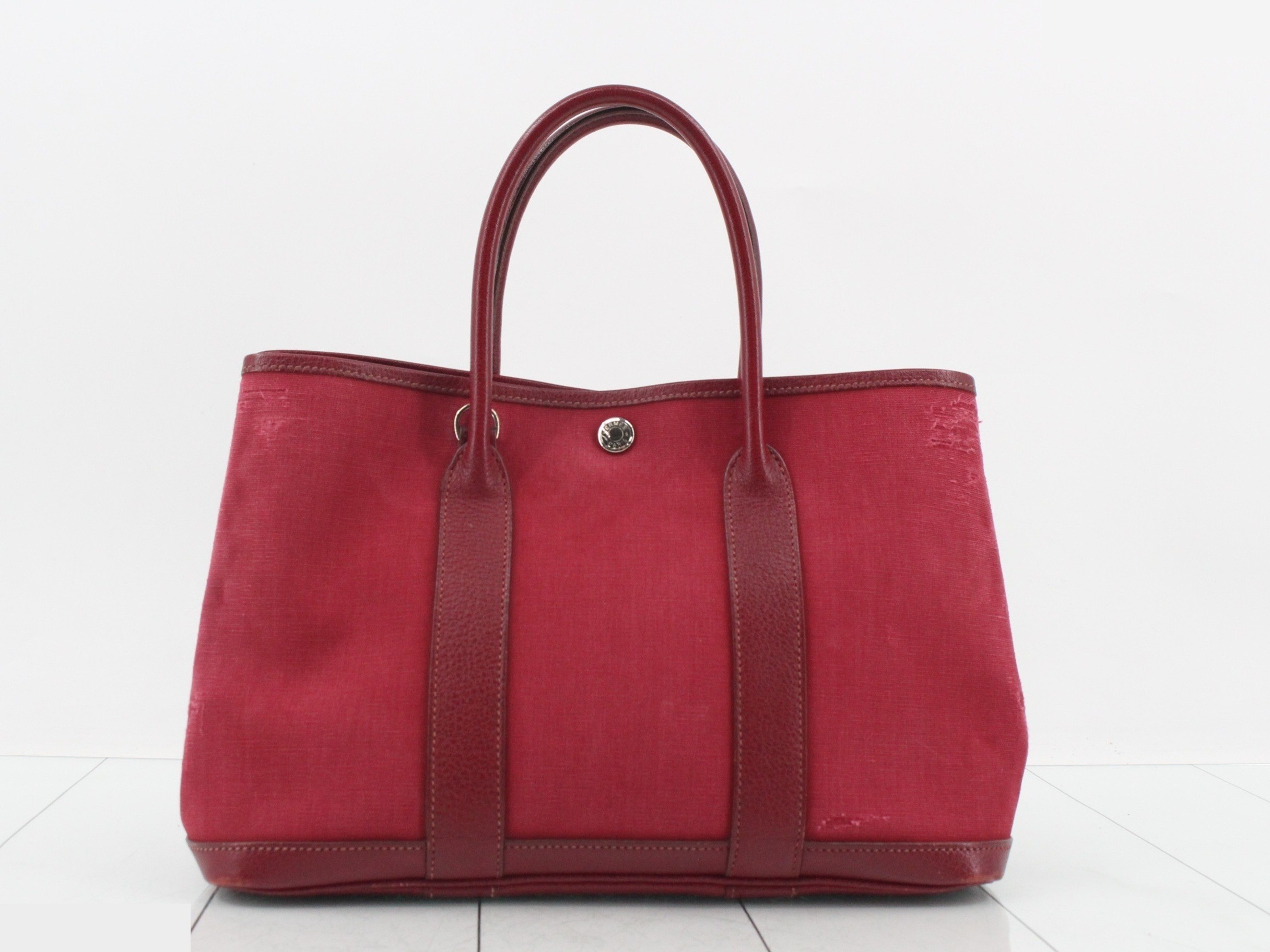 Garden Party TPM Tote Bag, Bordeaux/Red, Toile H, I Stamp — view 2