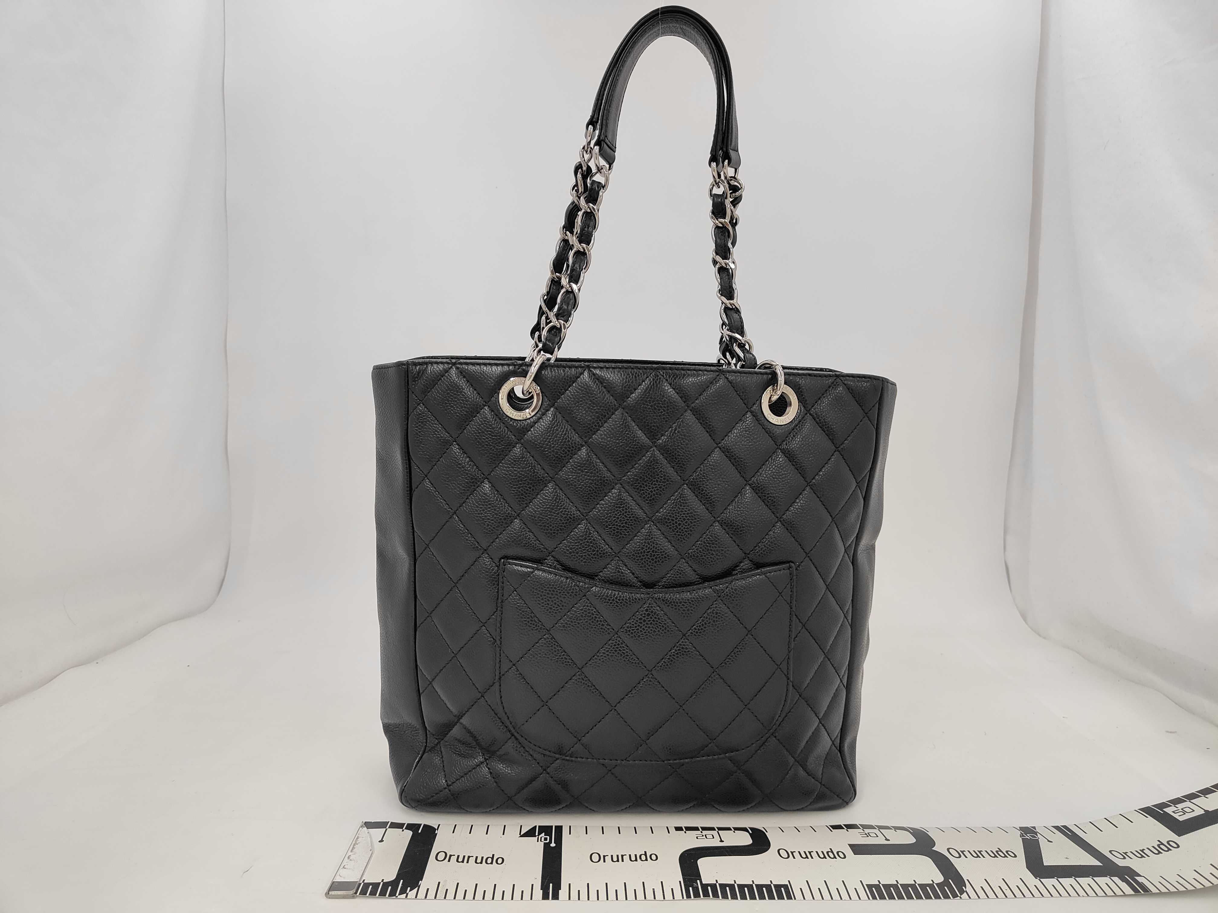 grained calfskin black and silver Coco mark shoulder bag (serial number 18) — view 2