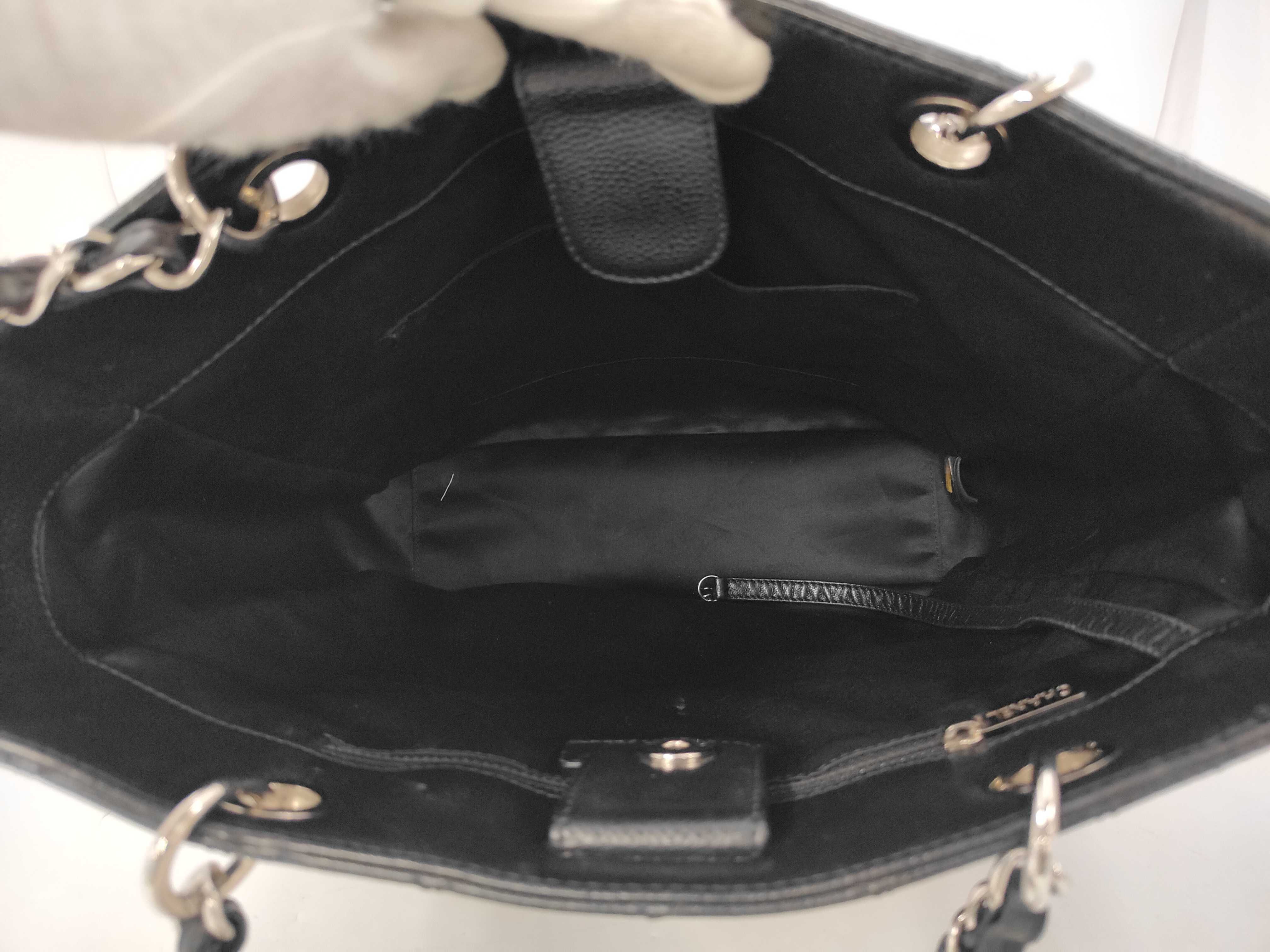 grained calfskin black and silver Coco mark shoulder bag (serial number 18) — view 9