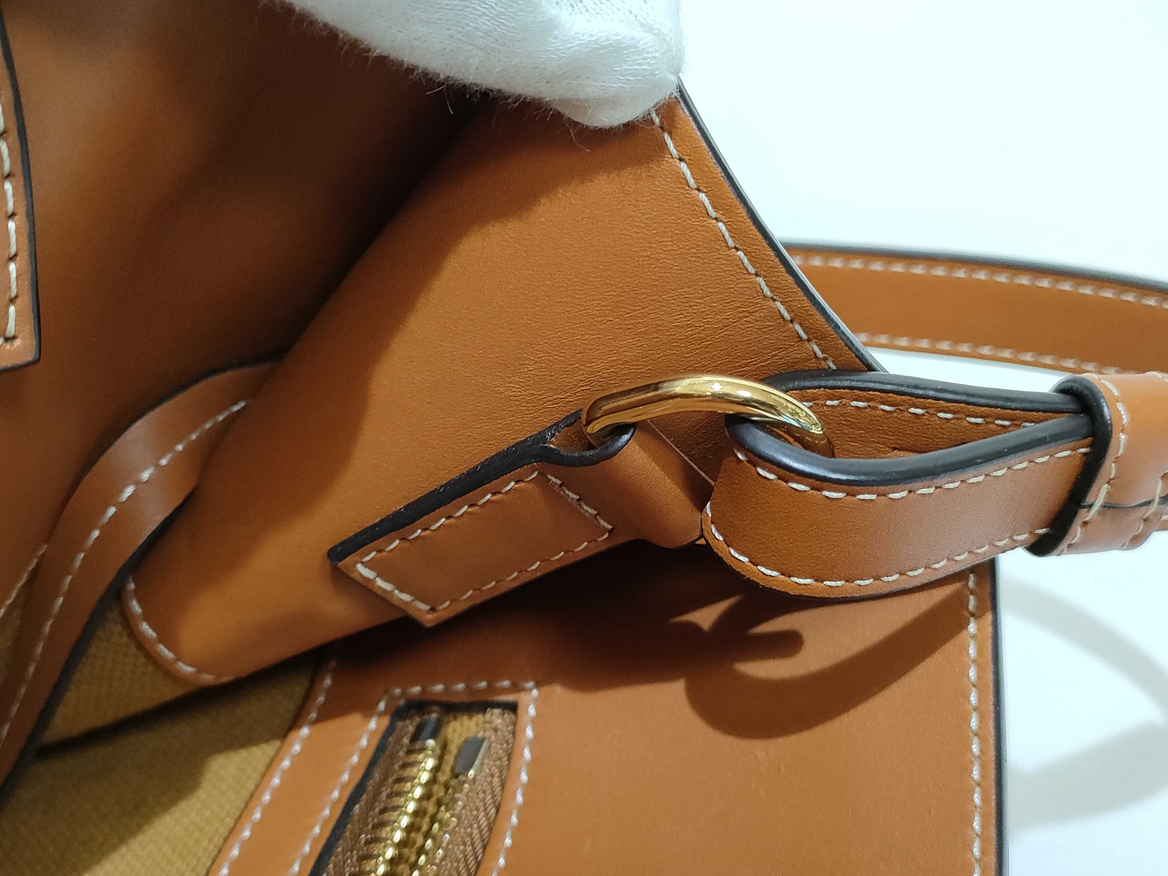 Vertical Cabas Canvas x Leather 2-Way Shoulder Bag, Natural, 192082 Tote Bag — view 12