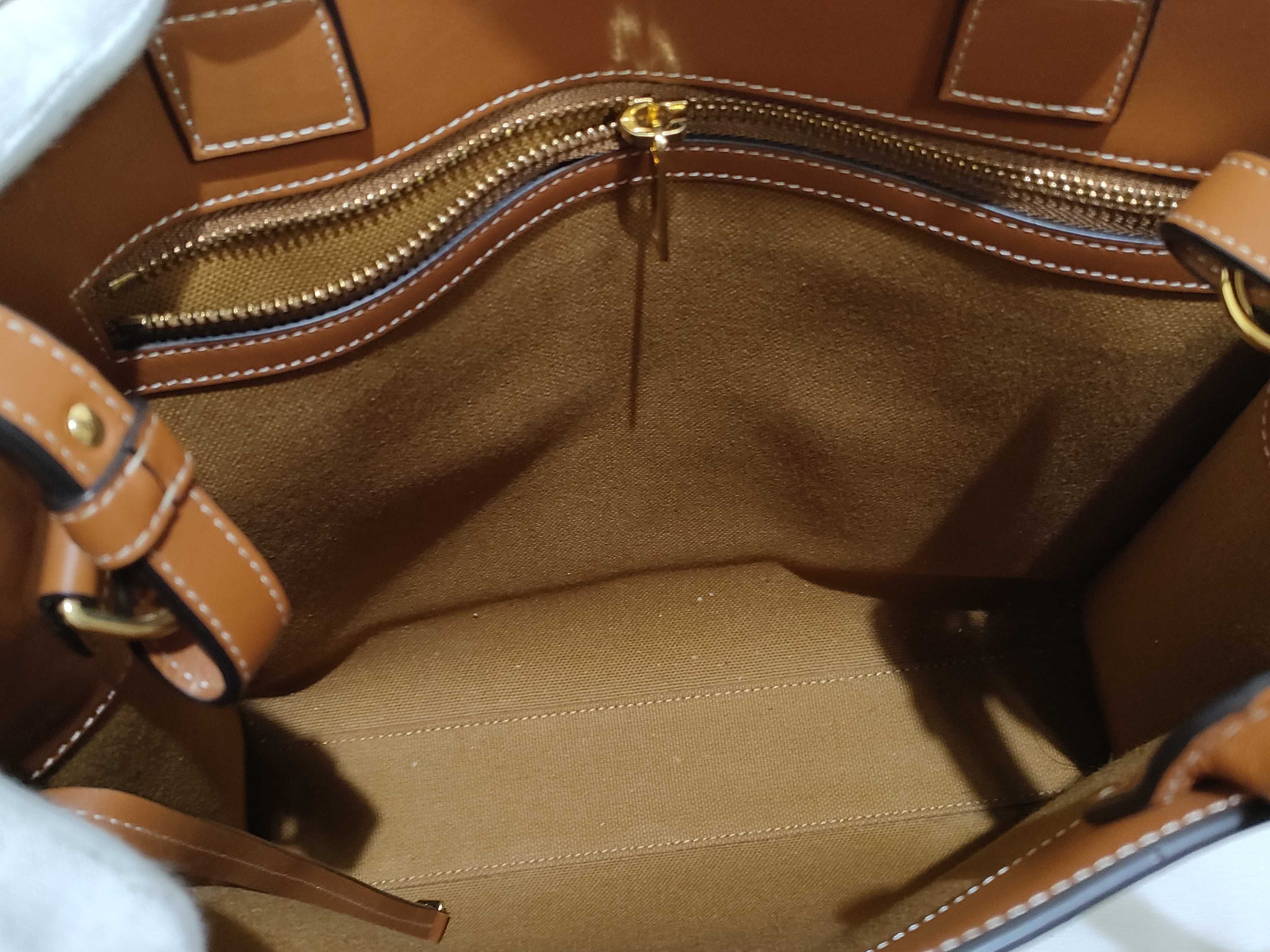 Vertical Cabas Canvas x Leather 2-Way Shoulder Bag, Natural, 192082 Tote Bag — view 8