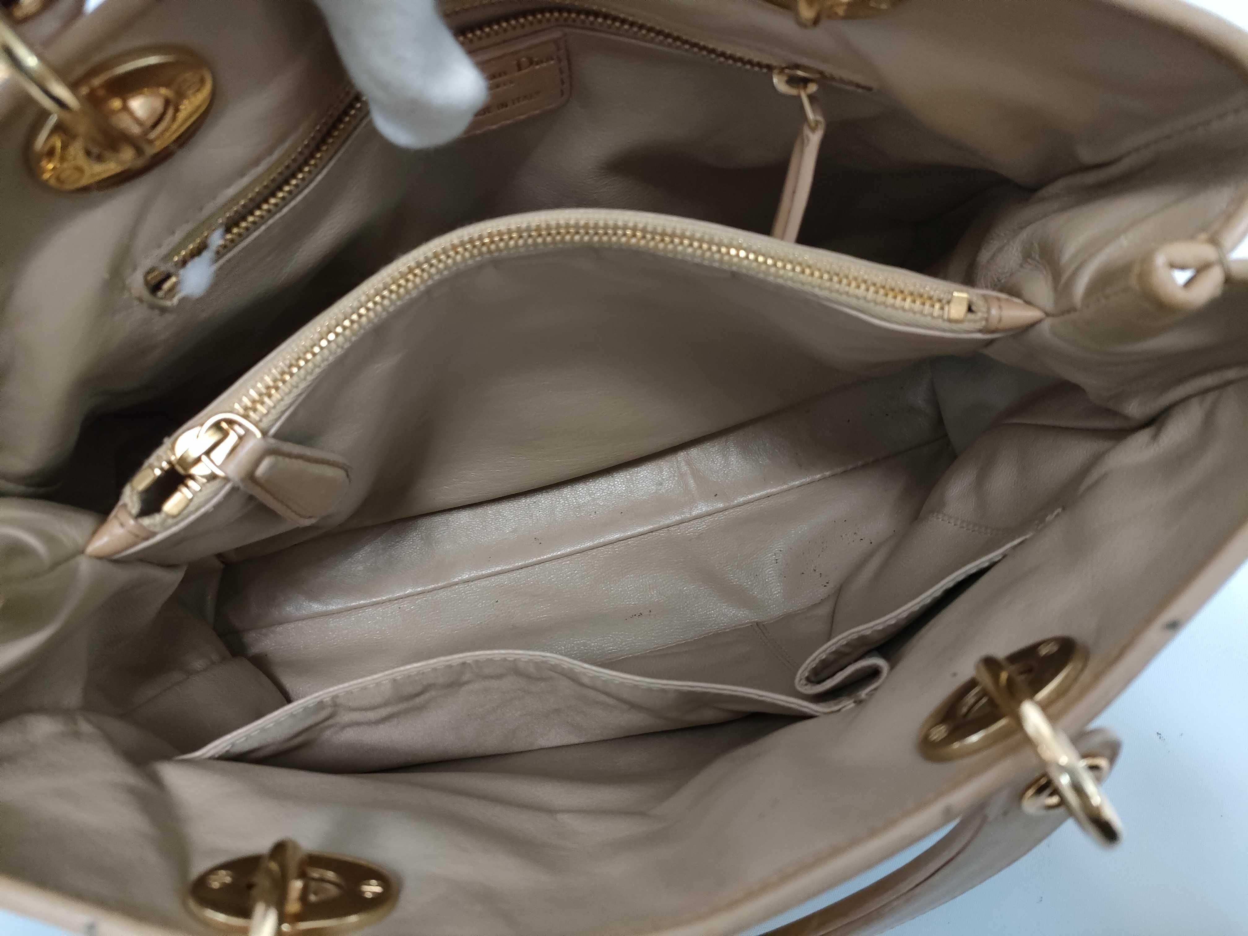Lady Dior Christian Lady Soft Cannage Lambskin Handbag Beige Gold Hardware with Authenticity Card — view 11