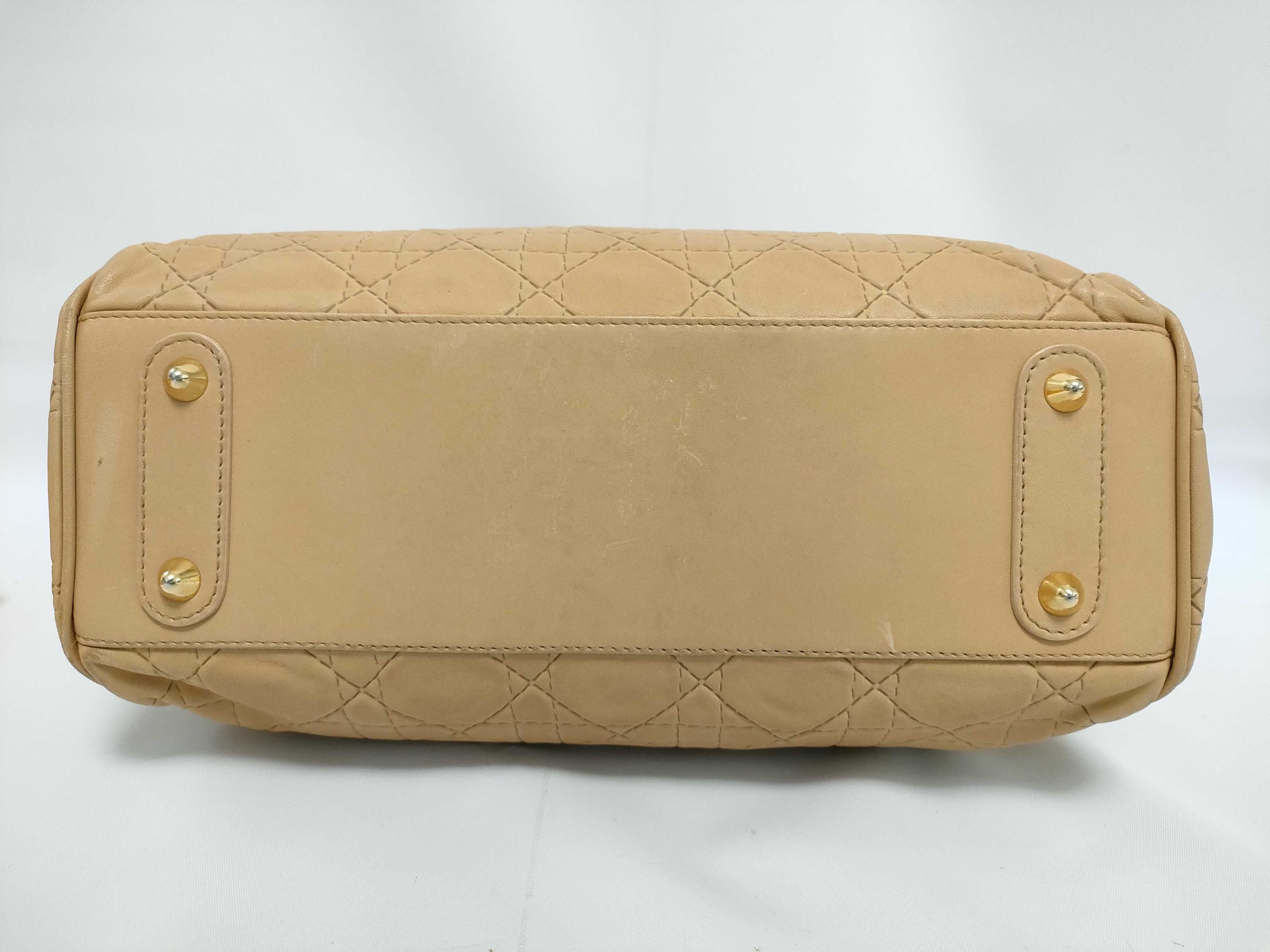 Lady Dior Christian Lady Soft Cannage Lambskin Handbag Beige Gold Hardware with Authenticity Card — view 3