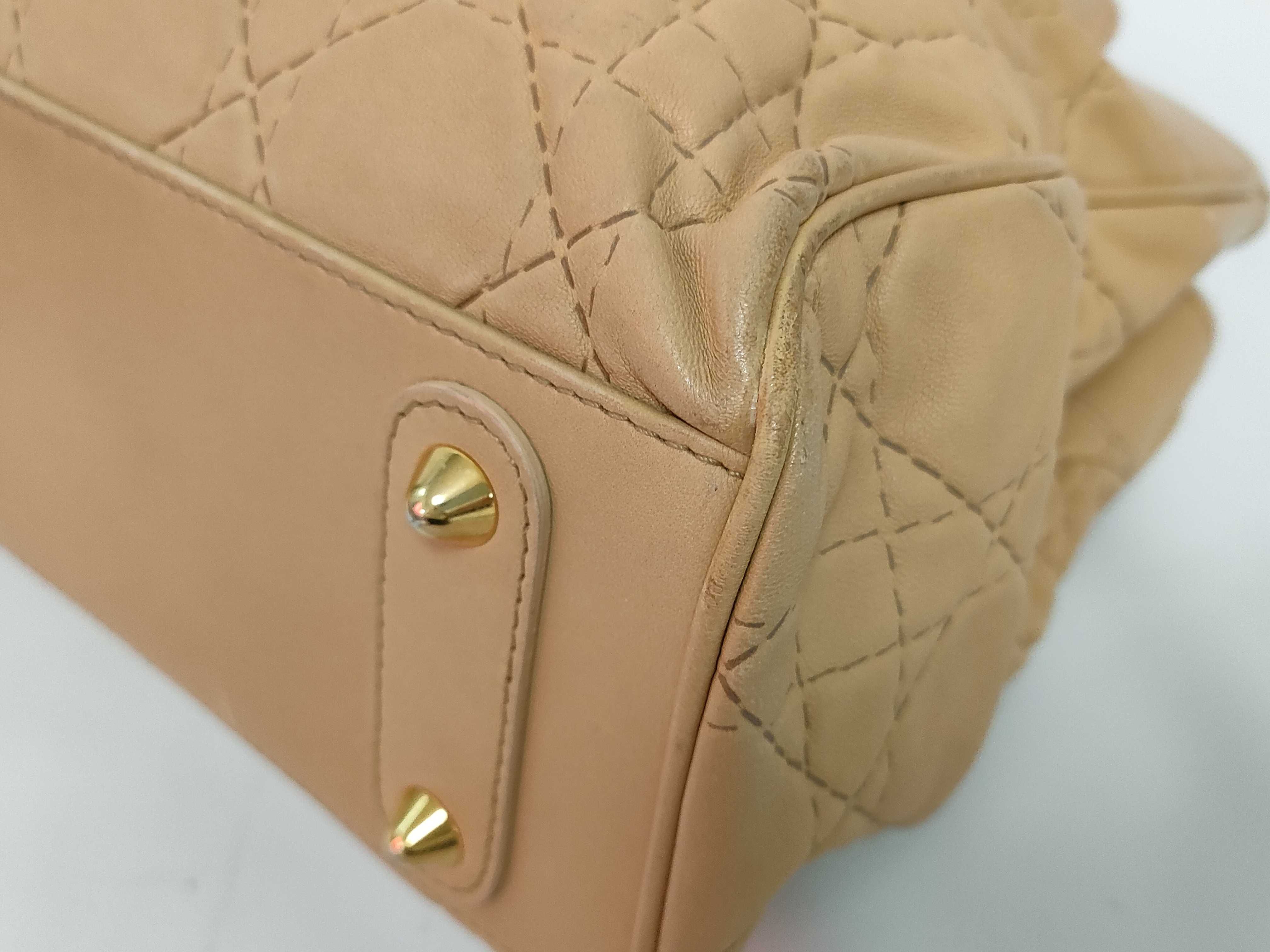 Lady Dior Christian Lady Soft Cannage Lambskin Handbag Beige Gold Hardware with Authenticity Card — view 4