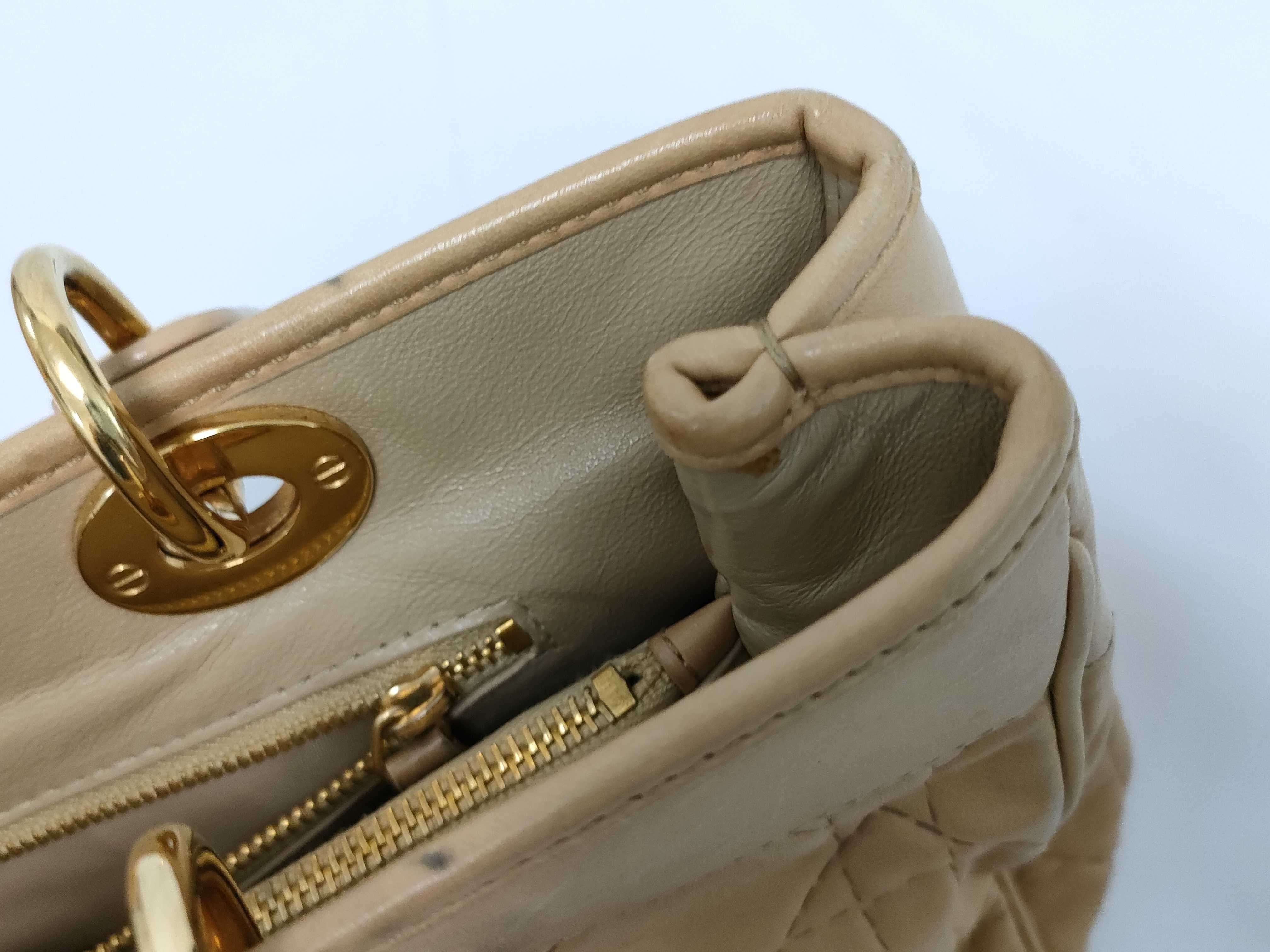Lady Dior Christian Lady Soft Cannage Lambskin Handbag Beige Gold Hardware with Authenticity Card — view 10