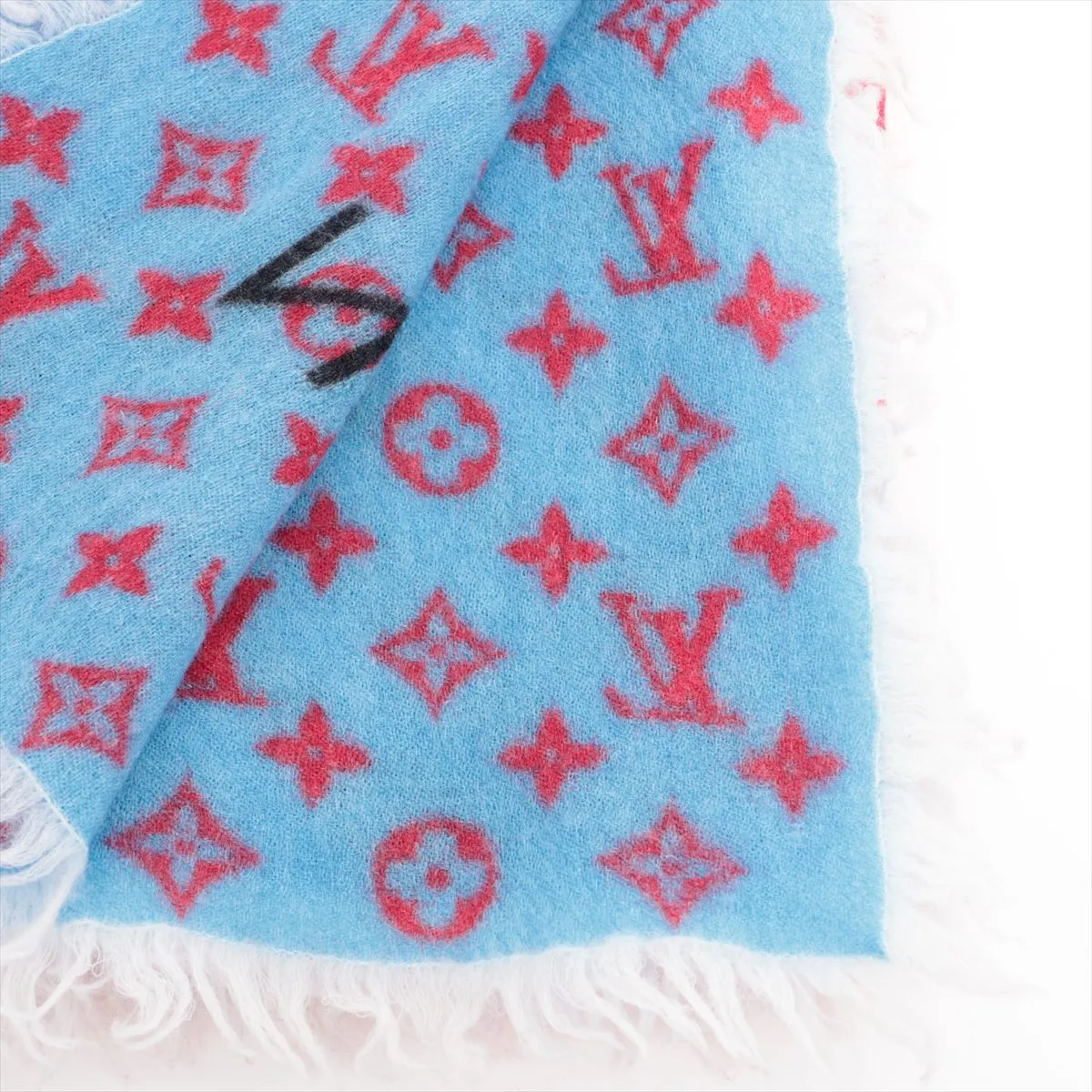 M78715 Stole, Wool, Blue x Red, — view 2
