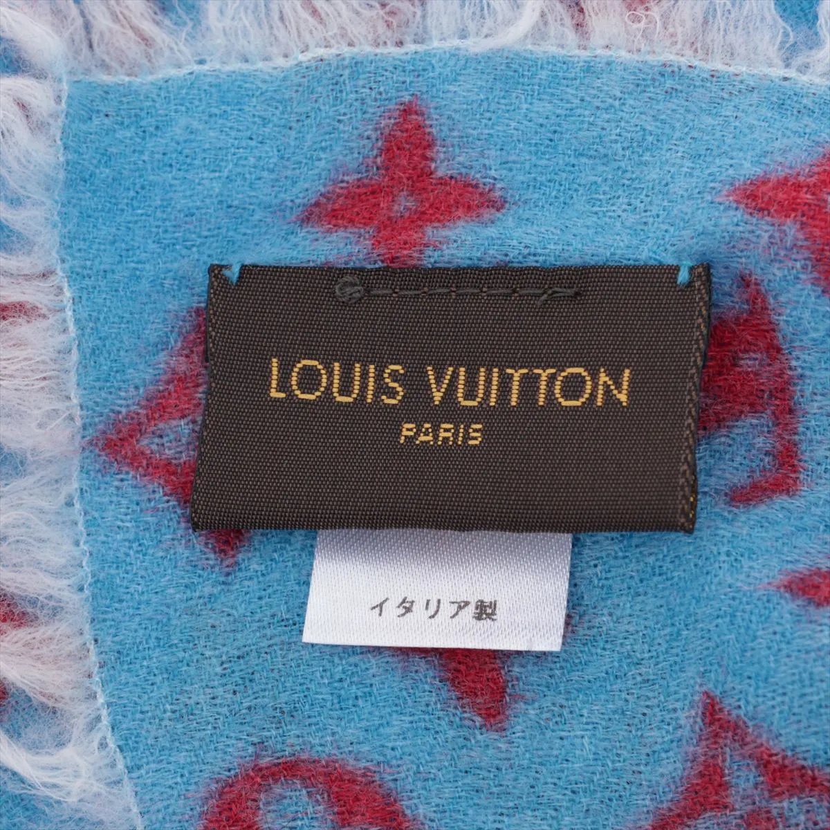 M78715 Stole, Wool, Blue x Red, — view 3