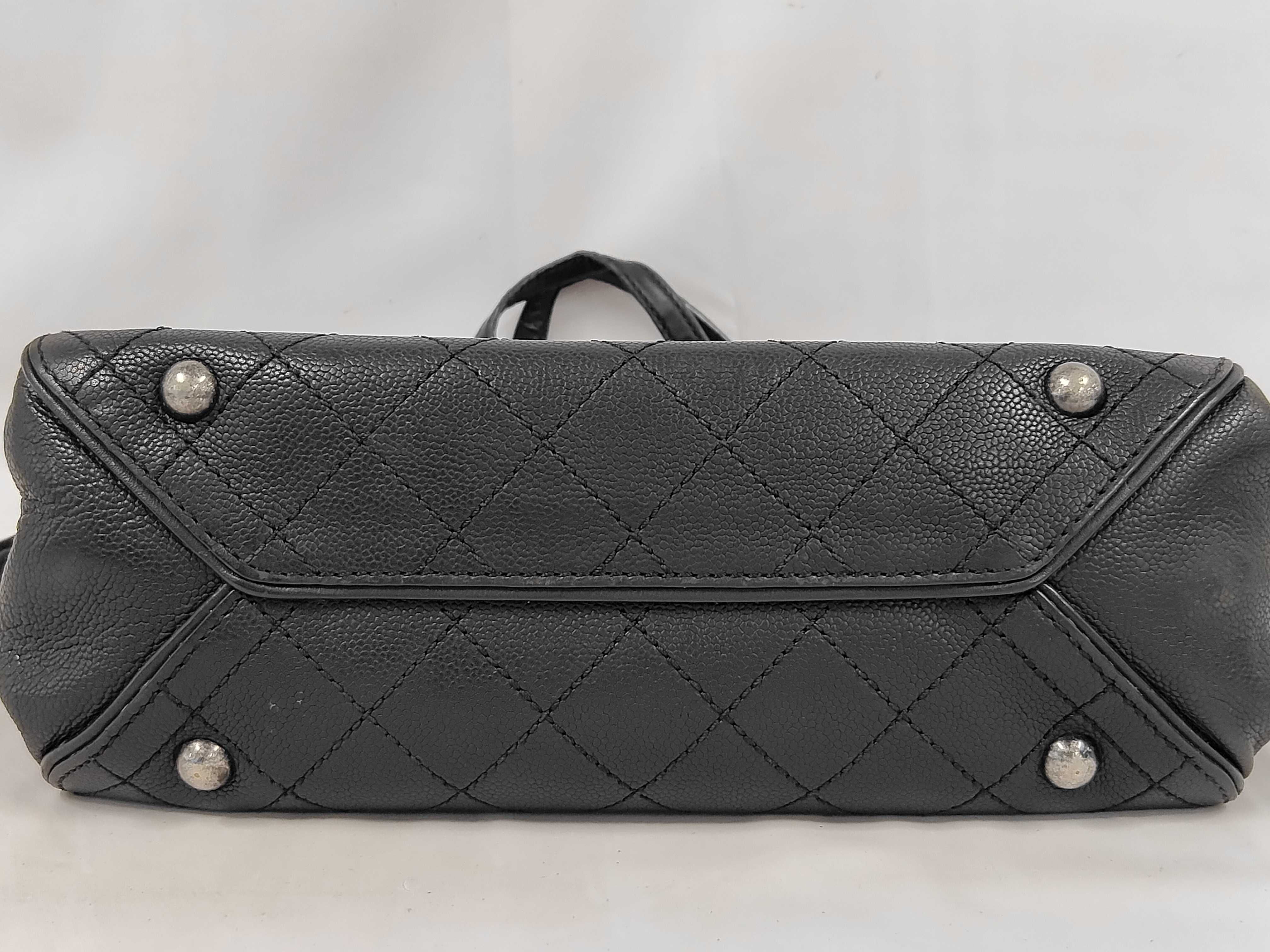 Caviar Skin 2-Way Chain Semi-Shoulder/Tote Bag, Black Shoulder Bag — view 4