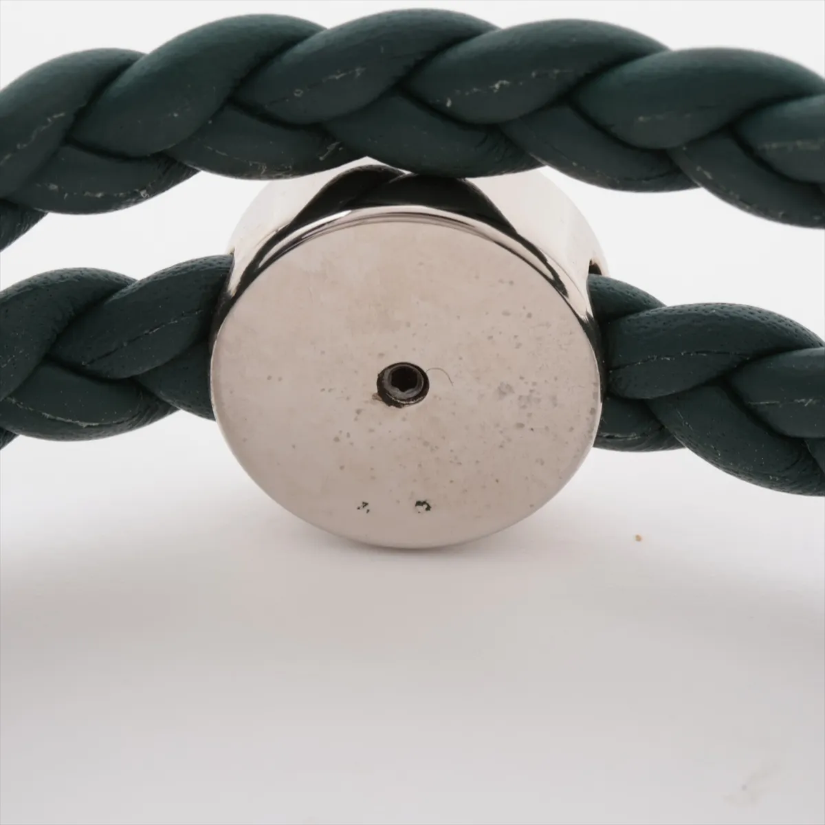 Man Bracelet GP x Leather Silver x Green Thread — view 3