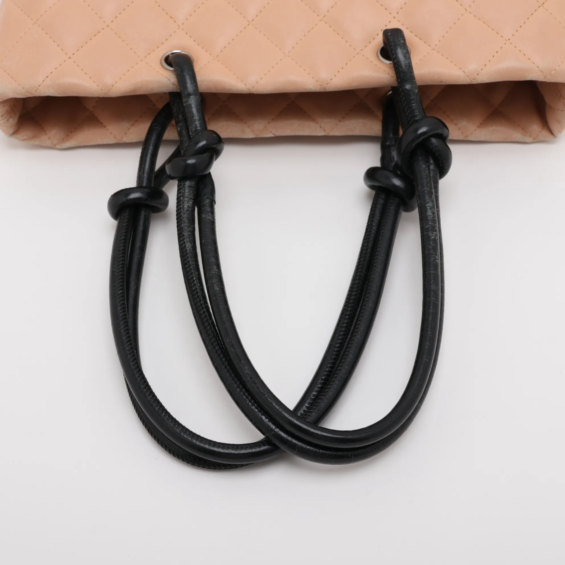 Cambon Line Lambskin Tote Bag, Beige x Black, Silver Hardware, 8812505 (Serial Number 8) — view 5