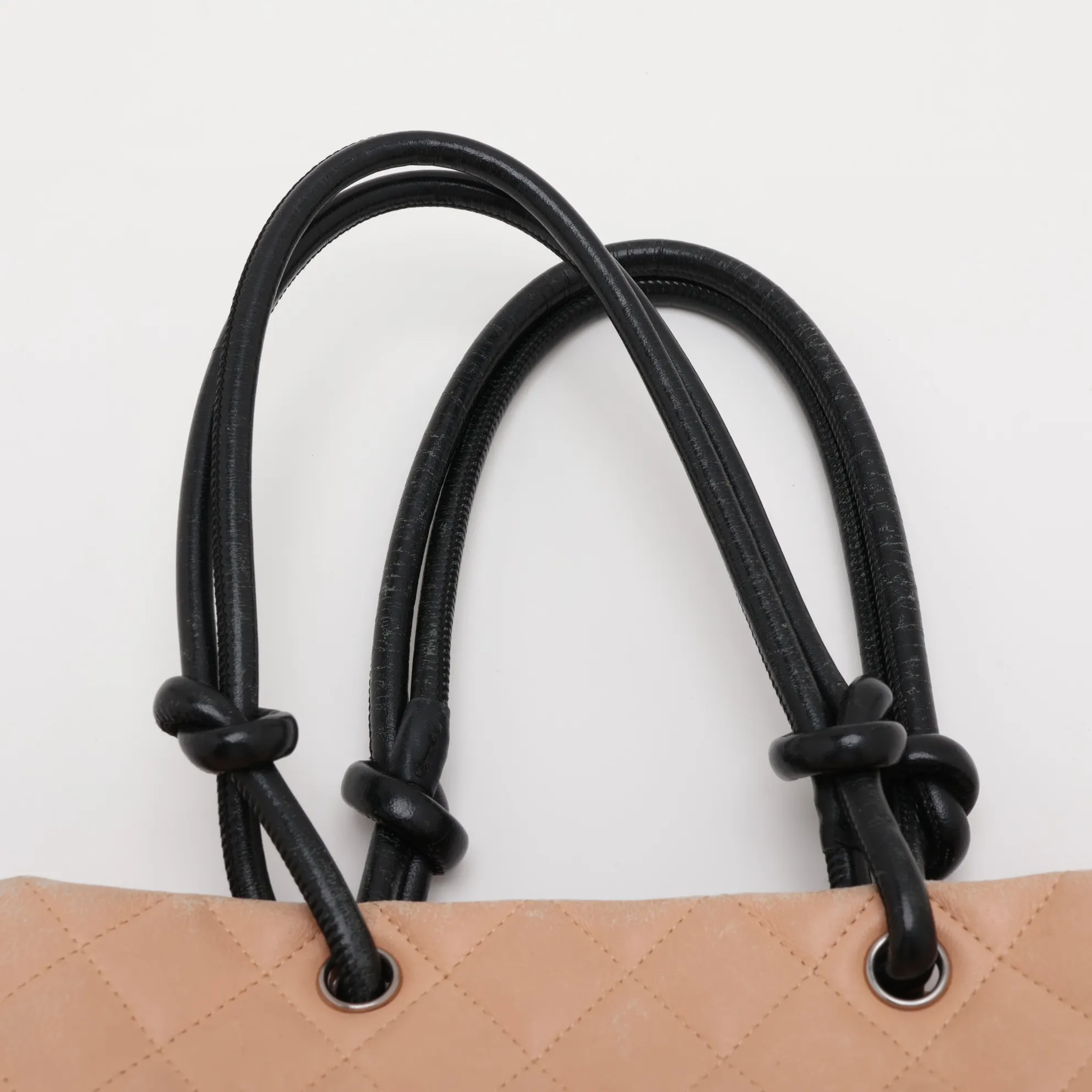 Cambon Line Lambskin Tote Bag, Beige x Black, Silver Hardware, 8812505 (Serial Number 8) — view 6