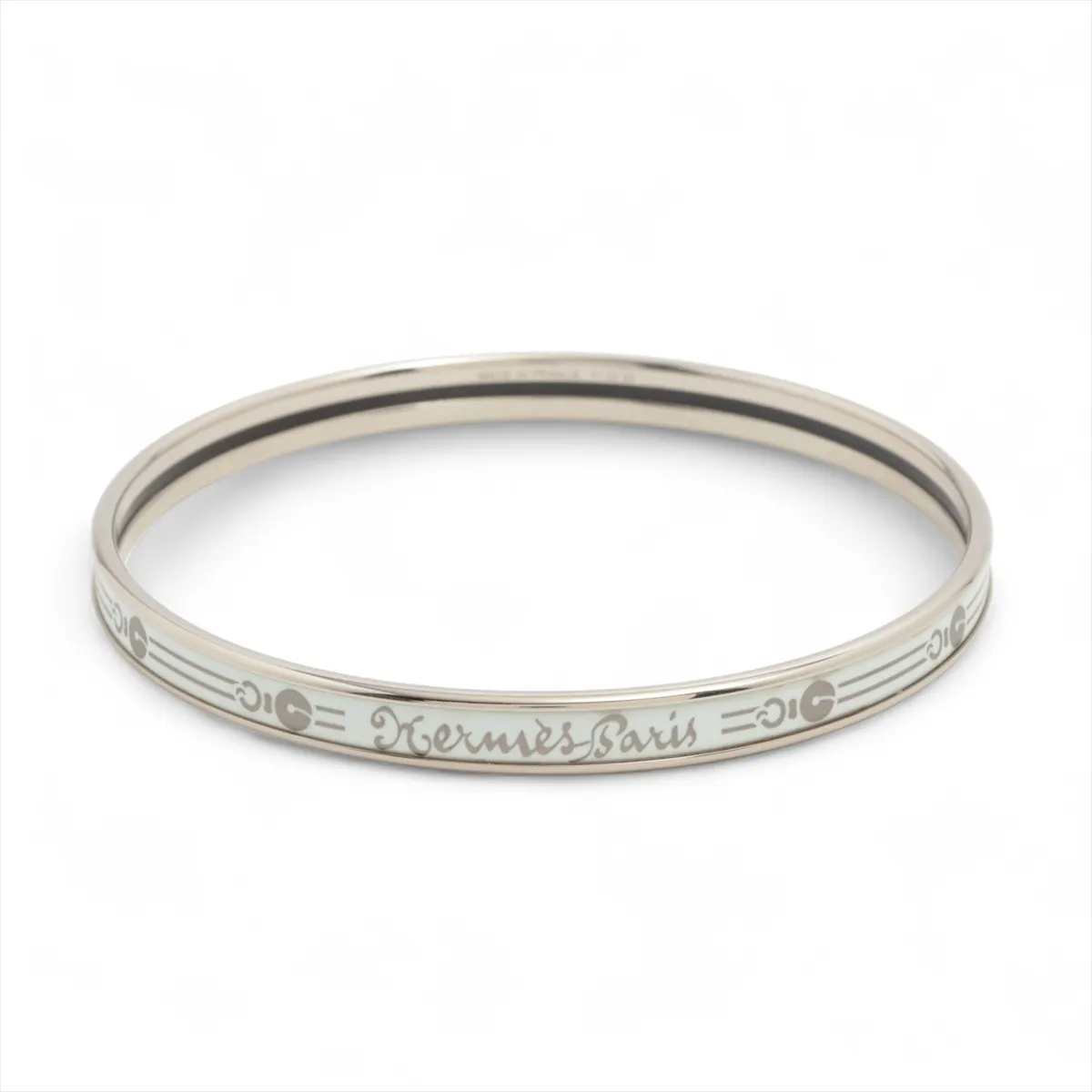 Enamel Bracelet Uni FI0223 Bangle Metal White x Silver Thread
