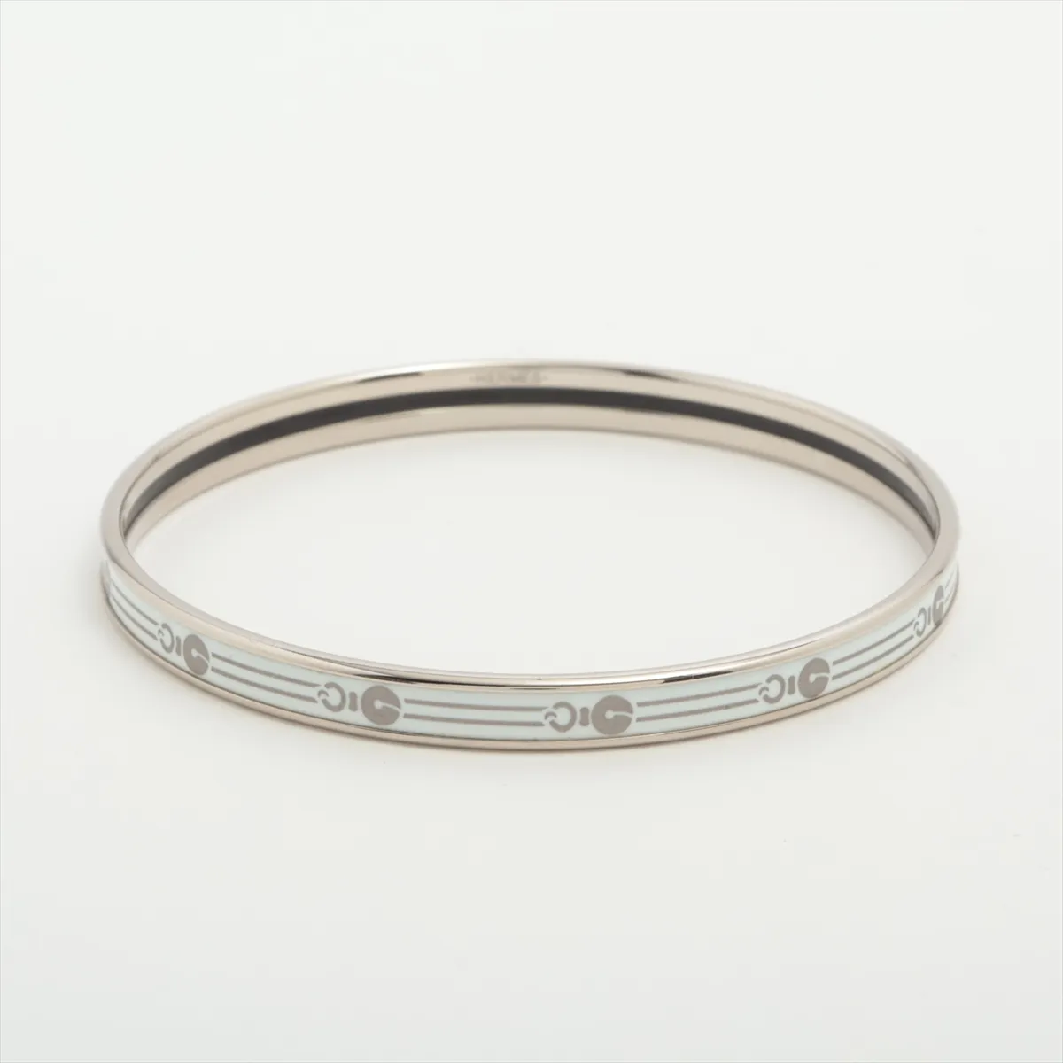 Enamel Bracelet Uni FI0223 Bangle Metal White x Silver Thread — view 2