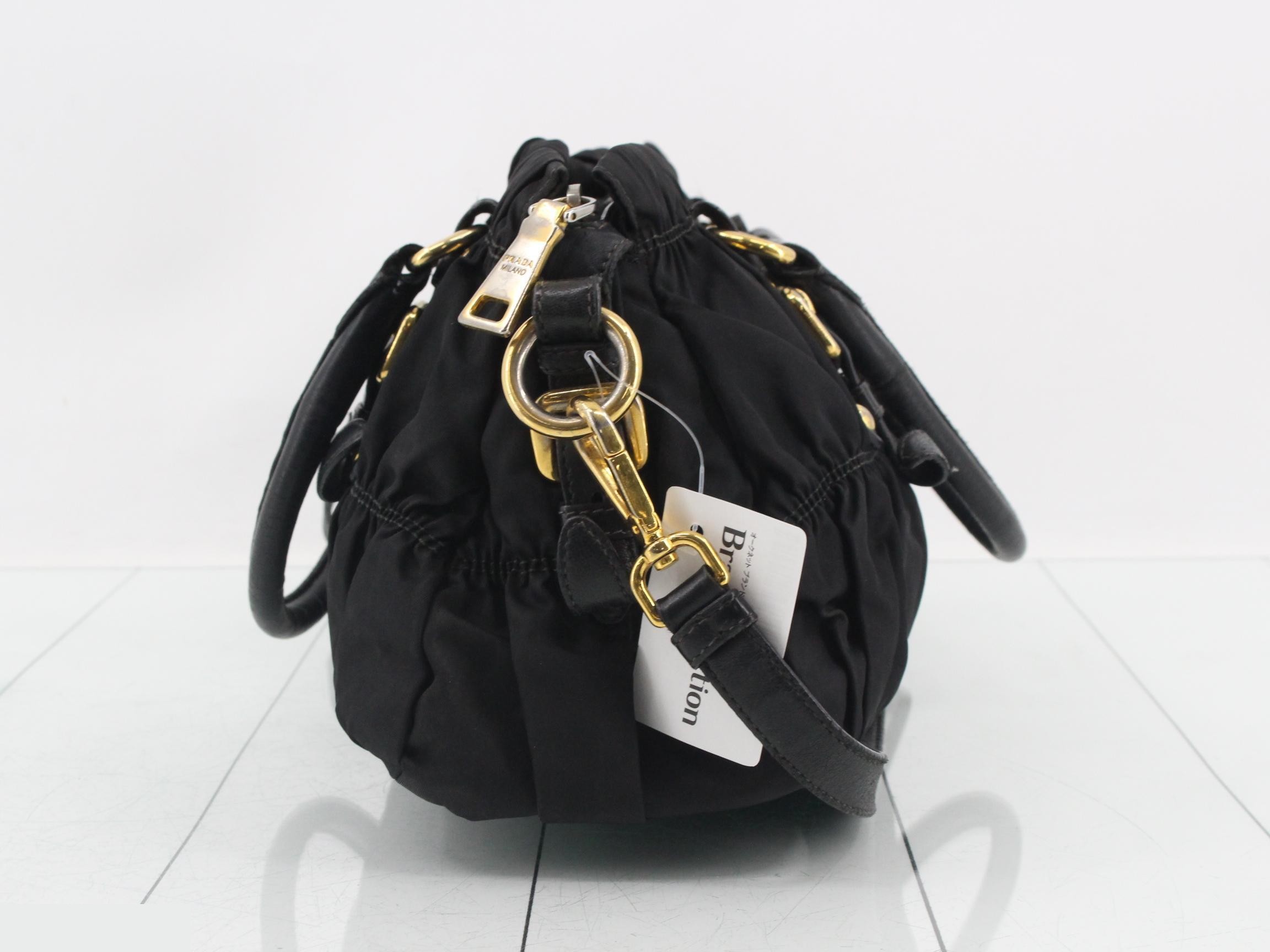 Gathered 2-Way Handbag/Shoulder Bag, Black — view 4
