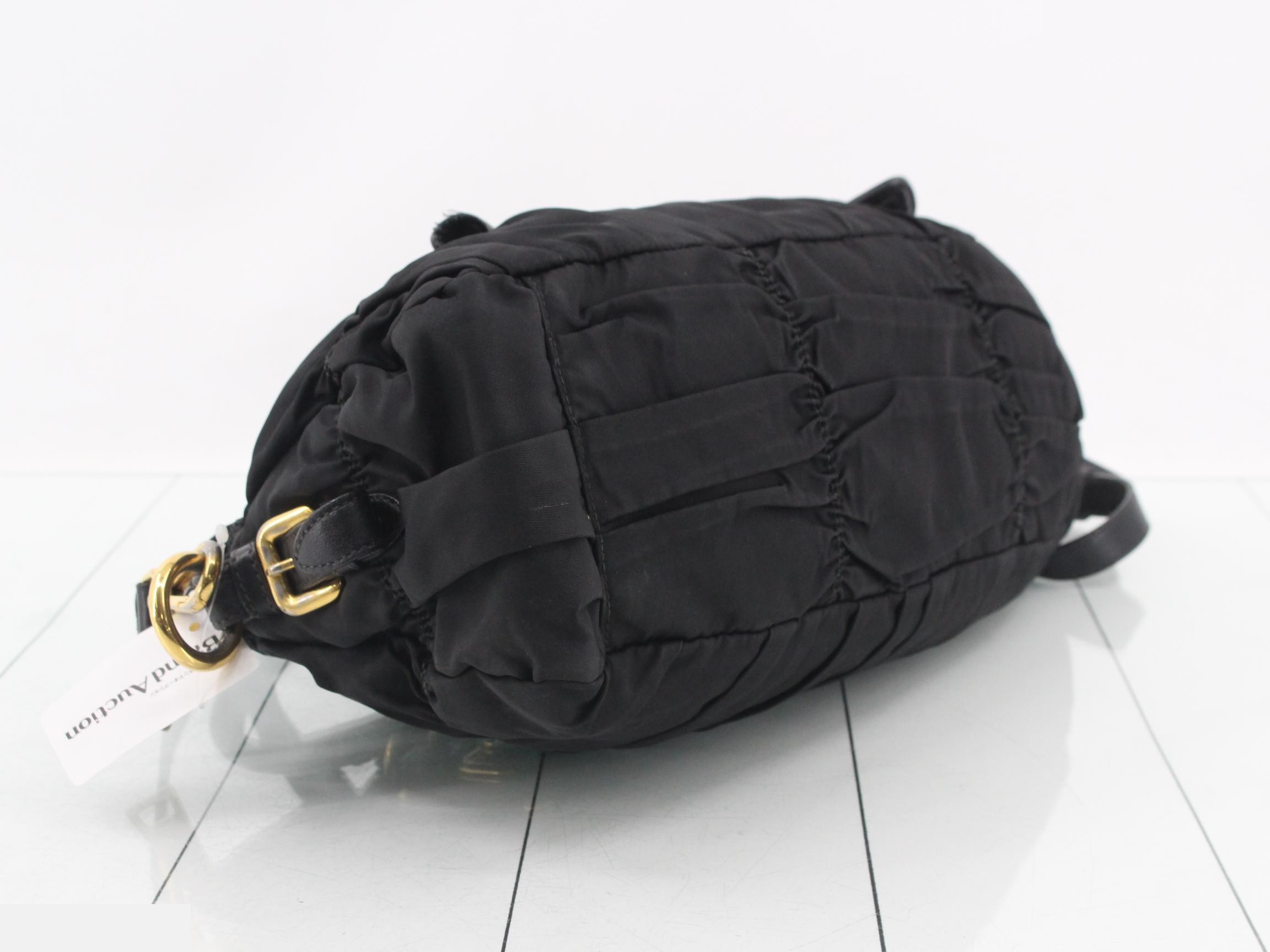 Gathered 2-Way Handbag/Shoulder Bag, Black — view 5
