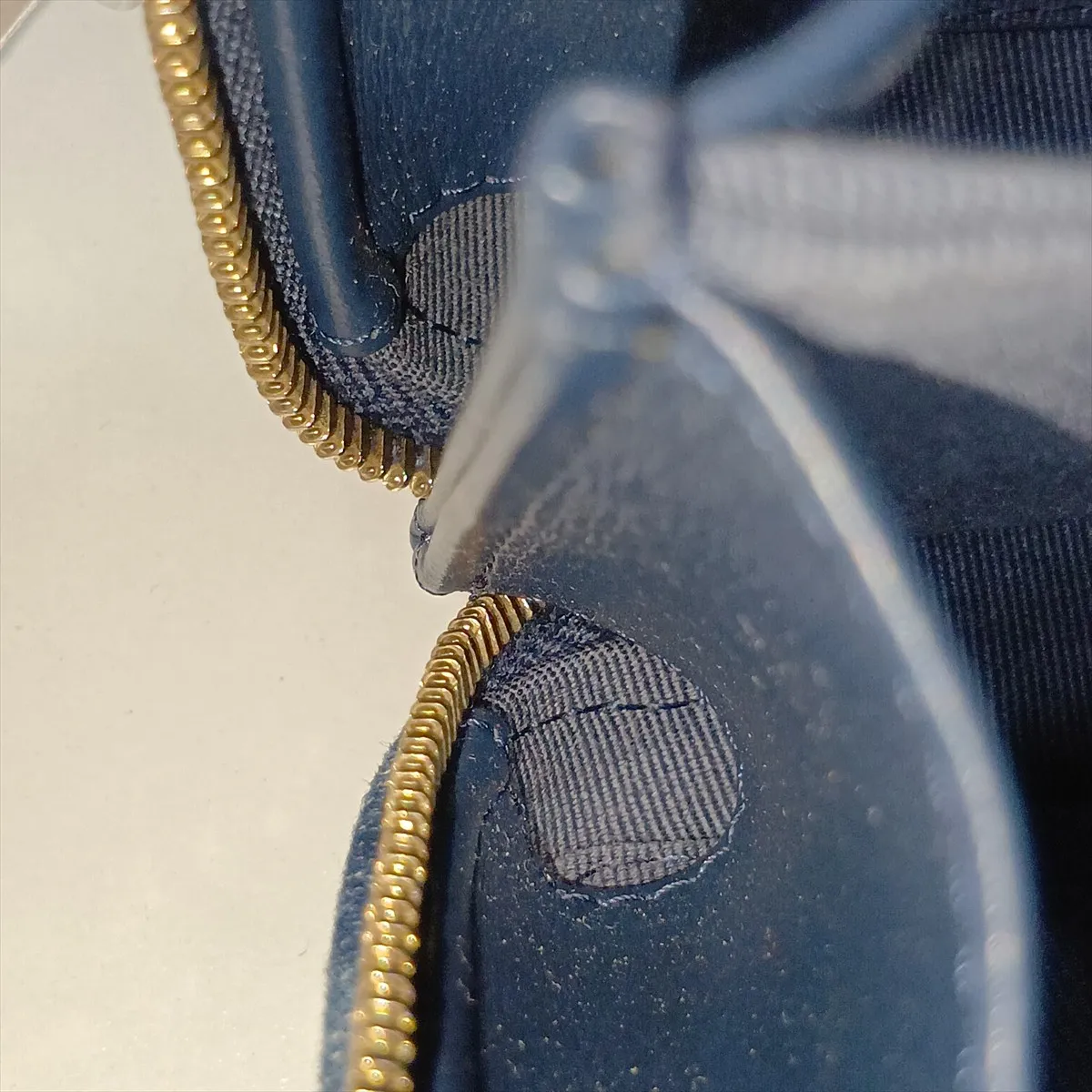 Matelassé Denim Chain Shoulder Bag, Blue, Gold Hardware, JK003974, Random Serial Number — view 10