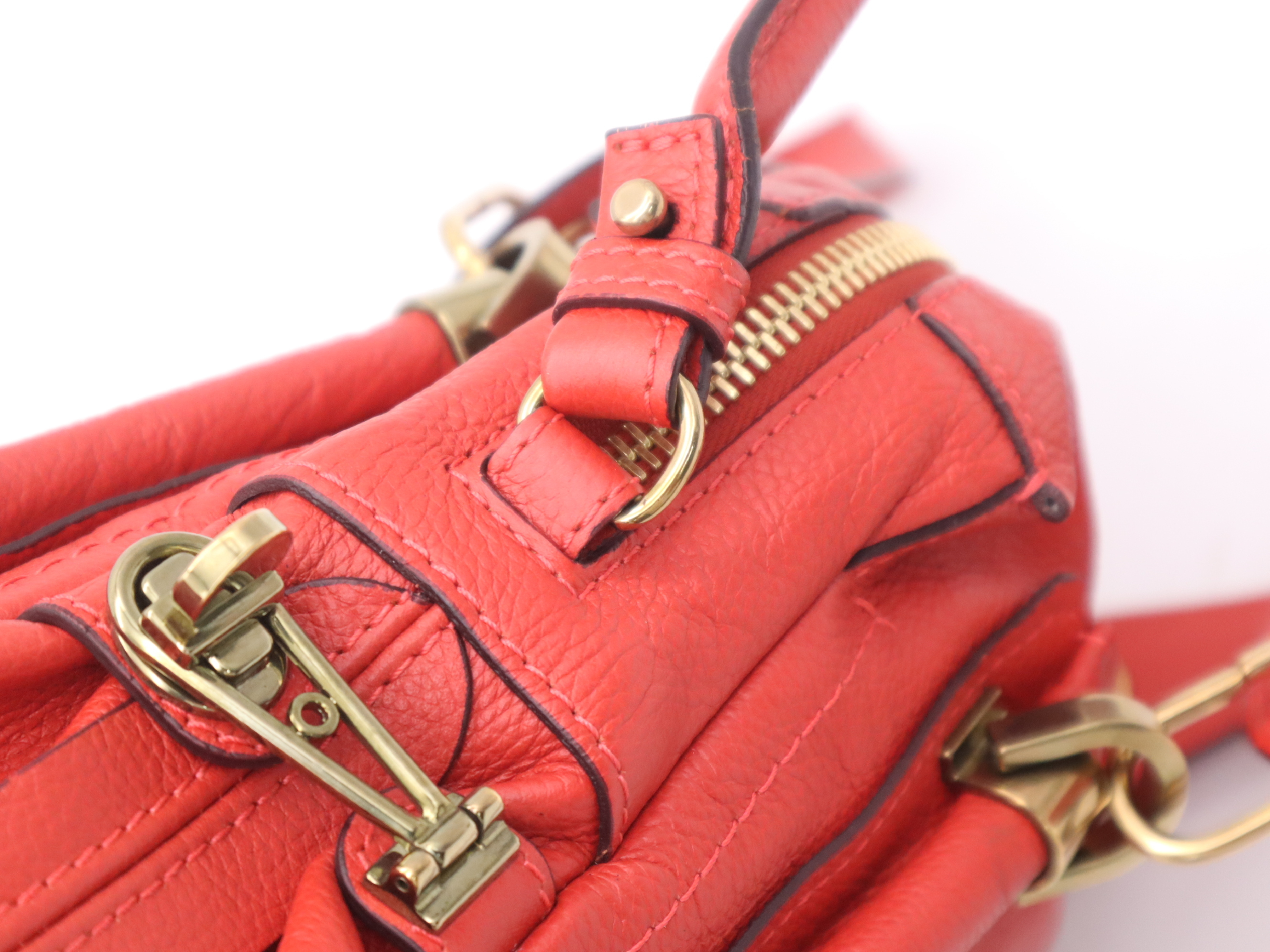 Leather Paraty Red Shoulder Bag with Gold Hardware — view 8