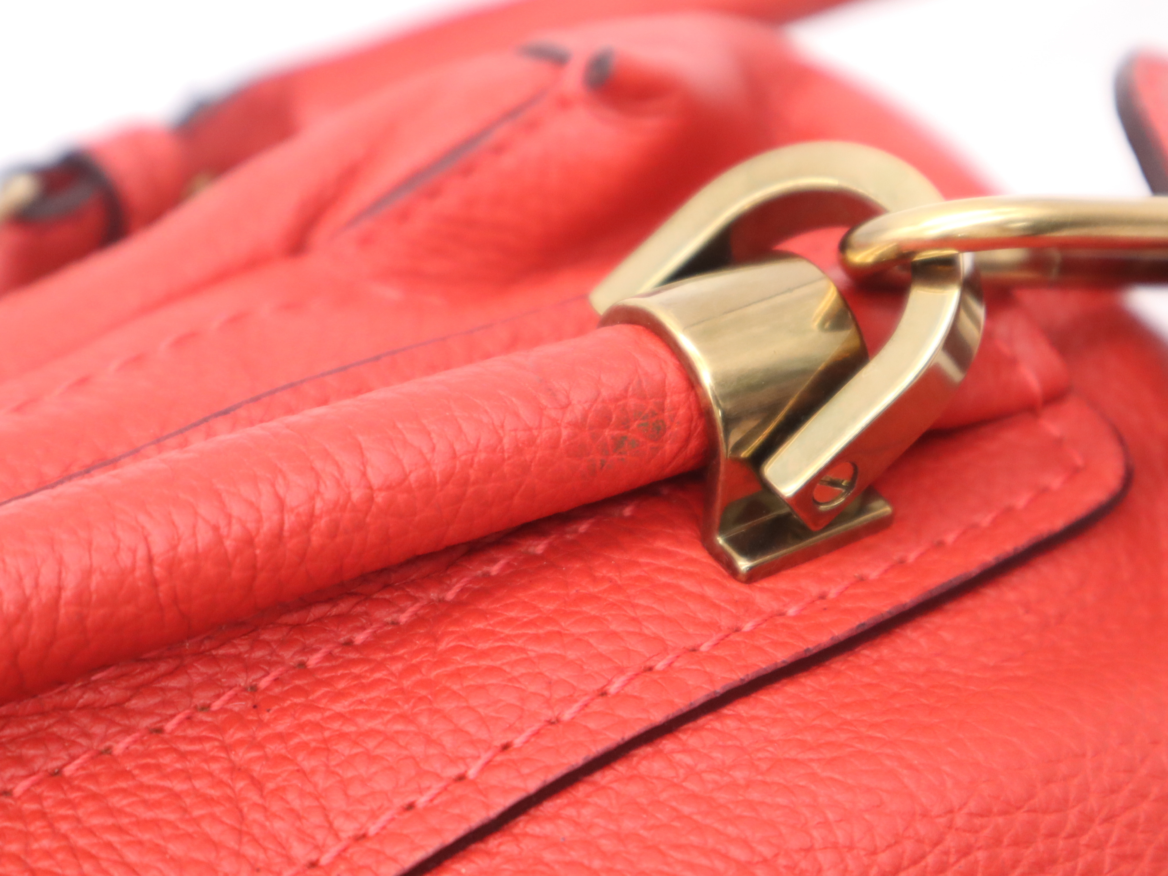 Leather Paraty Red Shoulder Bag with Gold Hardware — view 9