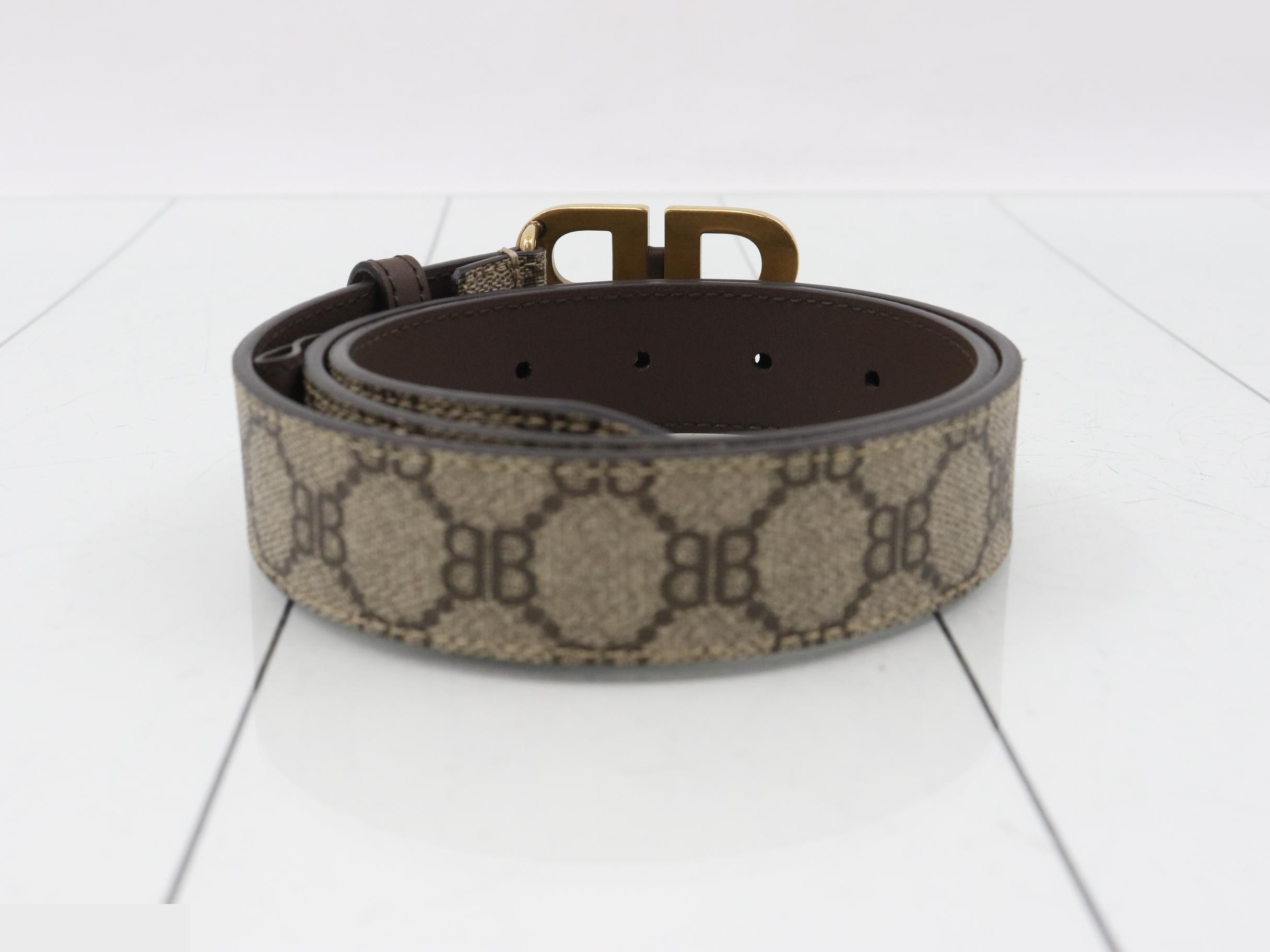 x Gucci The Hacker BB Supreme Belt, Size 80, Gray — view 2