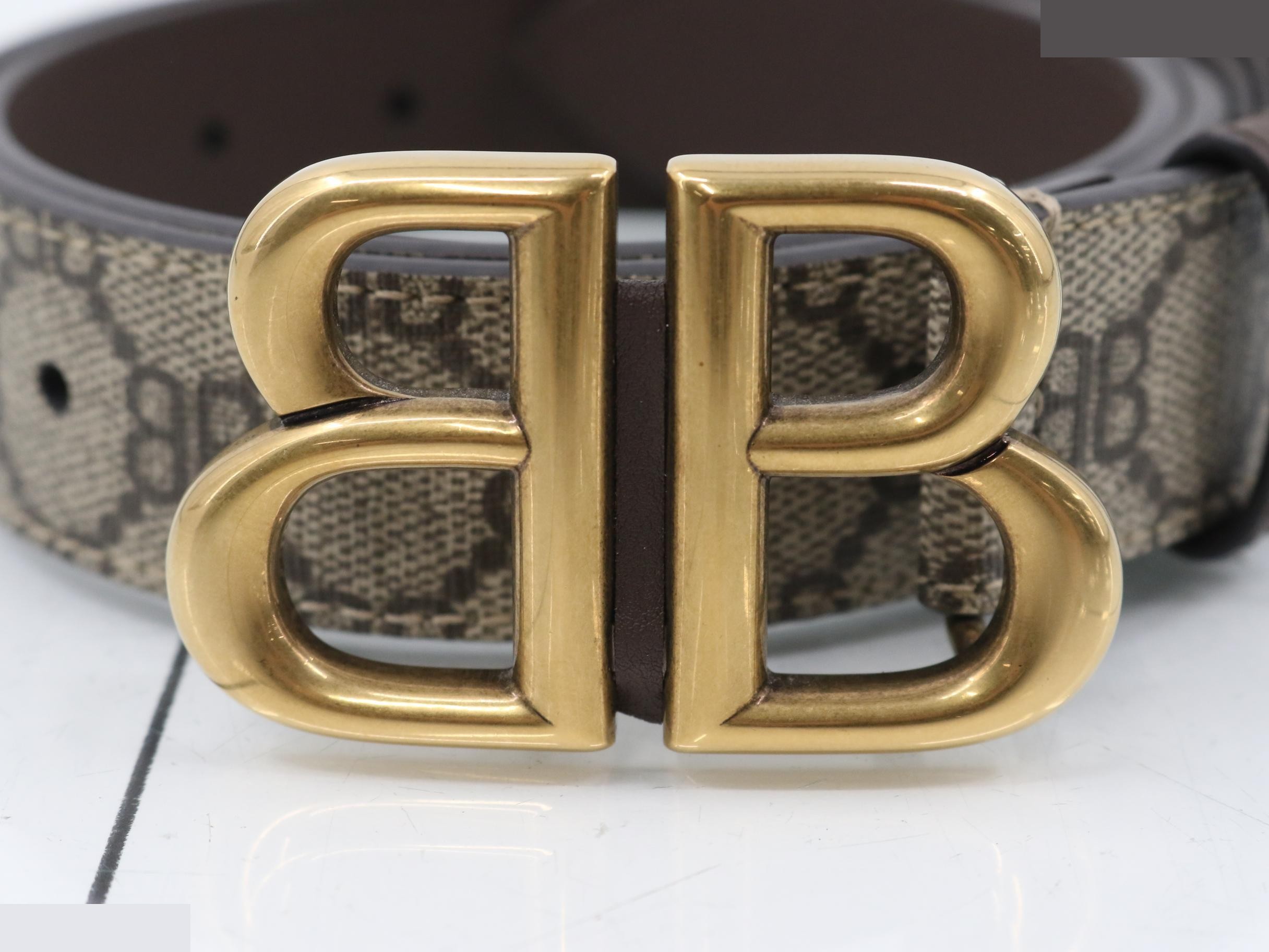 x Gucci The Hacker BB Supreme Belt, Size 80, Gray — view 3