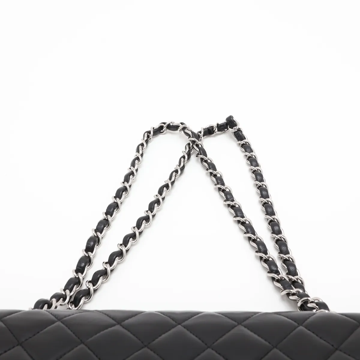 [Individually packaged] Chanel Matelassé 25 Lambskin Double Flap Double Chain Bag, Black with Silver Hardware, 11726946, Serial Number 11, Series A01112 — view 6