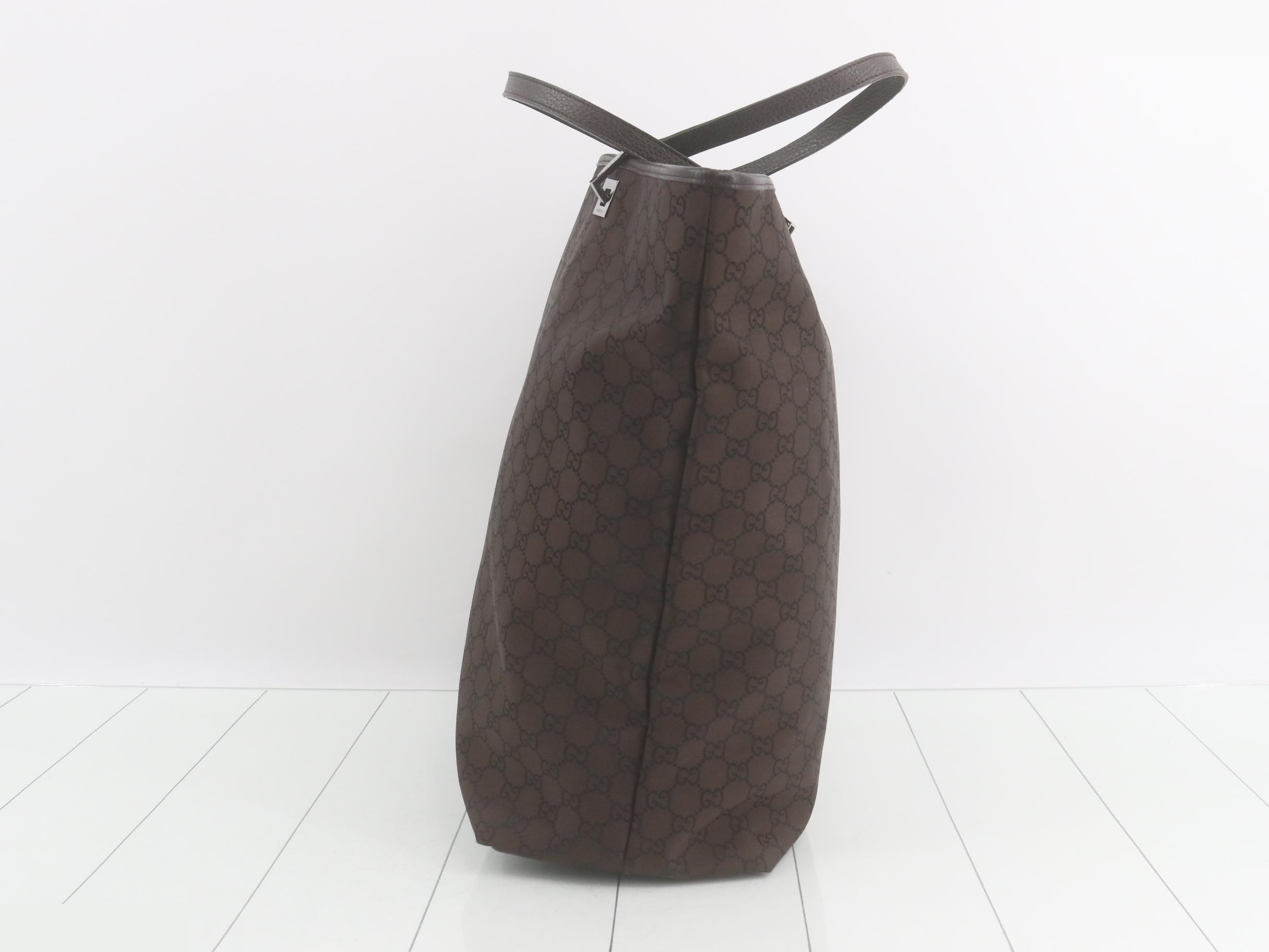 Nylon Canvas Handbag, Brown, 269123, 002404 — view 3