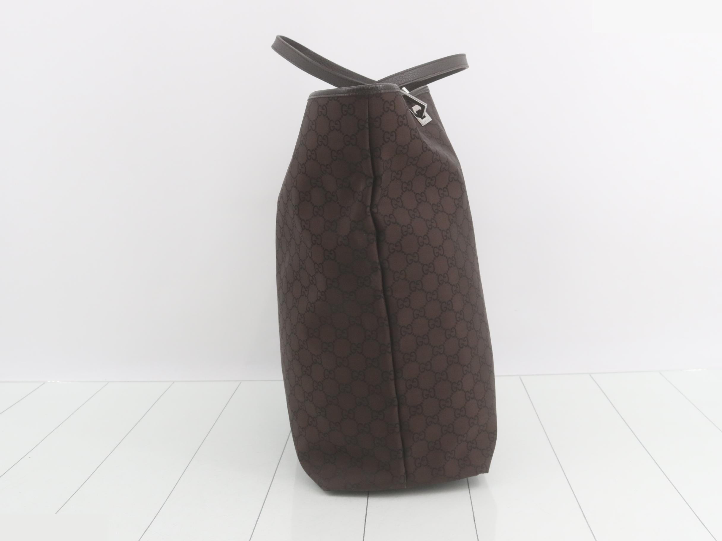 Nylon Canvas Handbag, Brown, 269123, 002404 — view 4