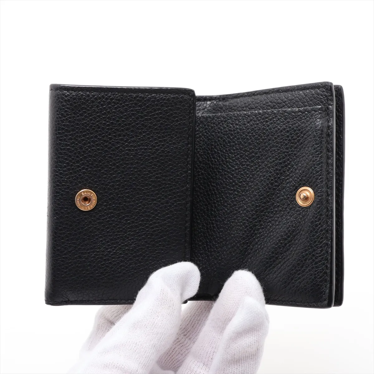 Line Origami Tiny Wallet TGN669959 Leather Compact Wallet Black — view 3