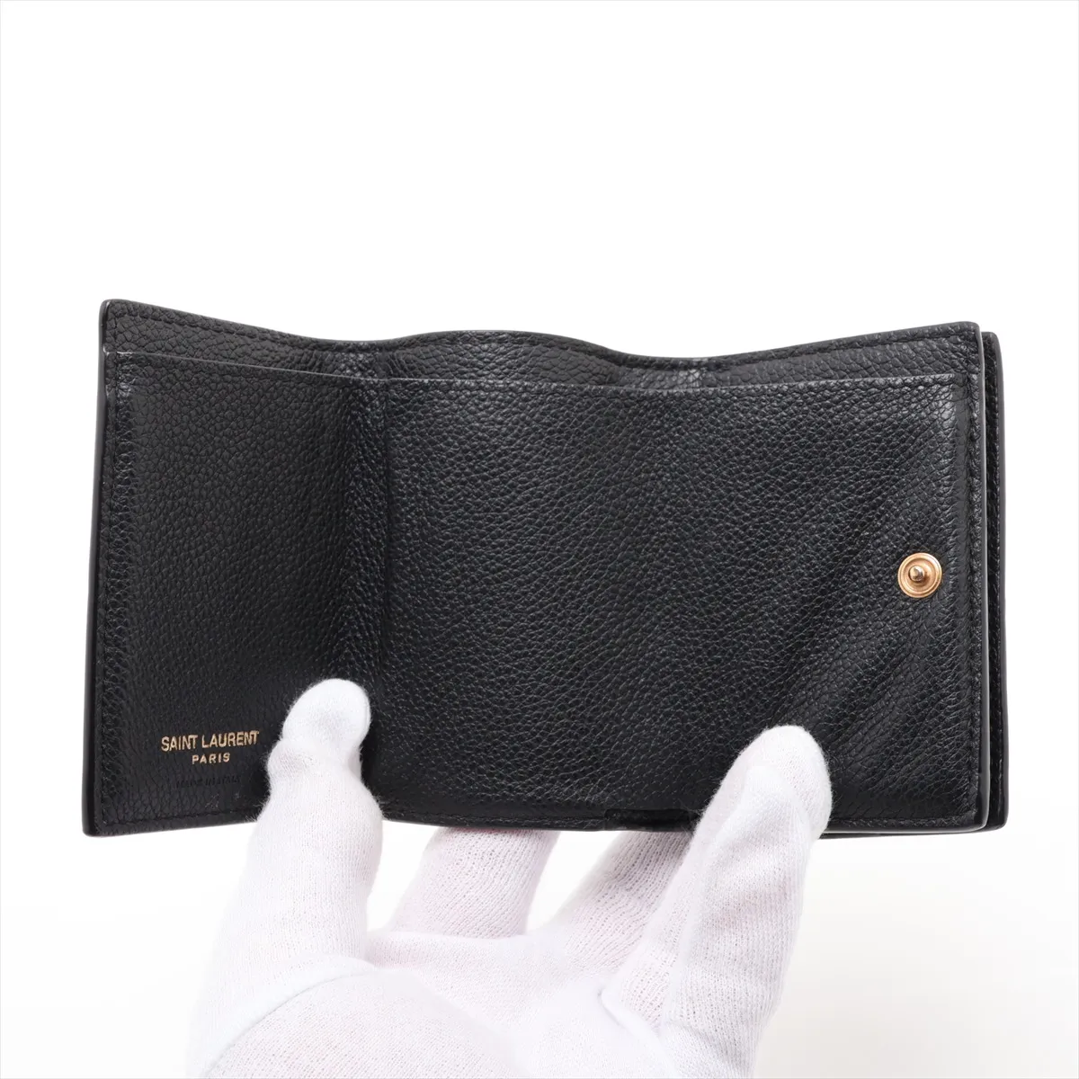 Line Origami Tiny Wallet TGN669959 Leather Compact Wallet Black — view 4