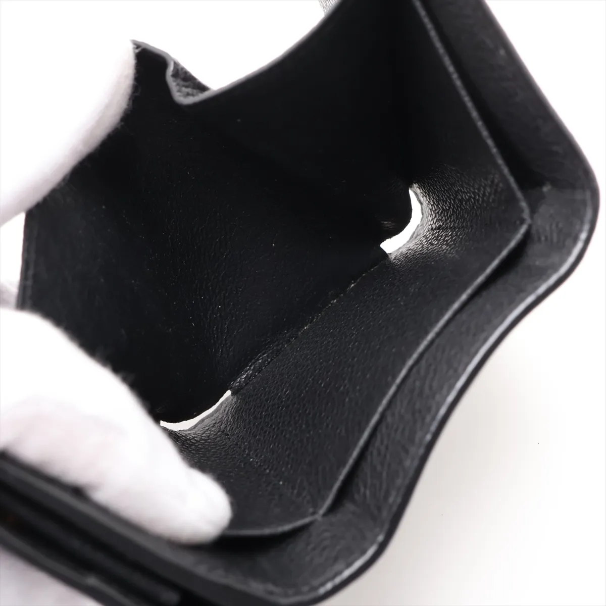 Line Origami Tiny Wallet TGN669959 Leather Compact Wallet Black — view 5
