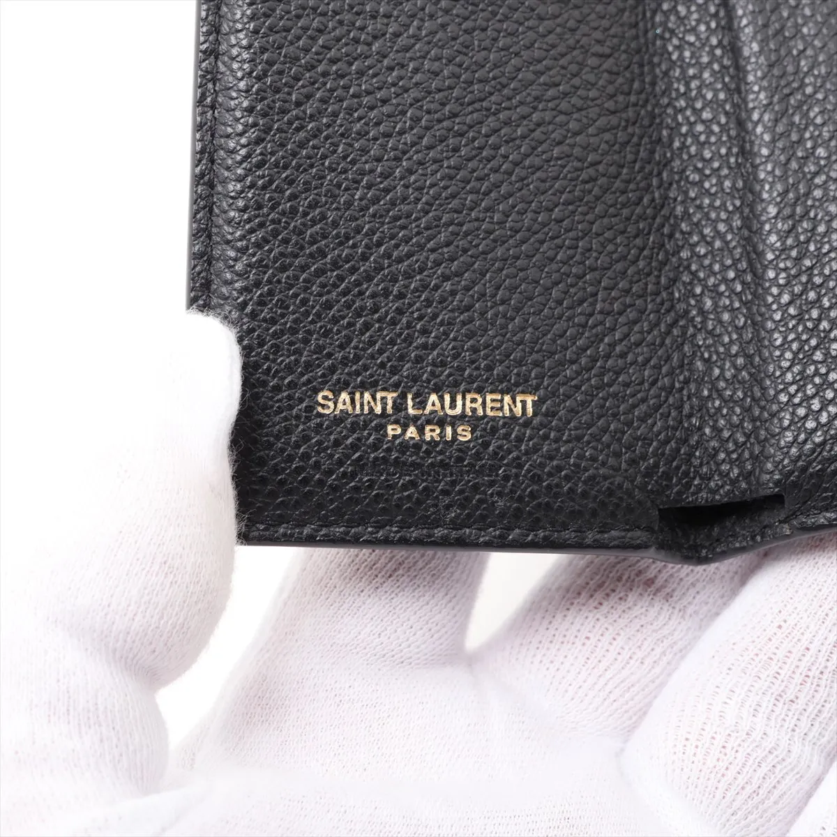 Line Origami Tiny Wallet TGN669959 Leather Compact Wallet Black — view 7