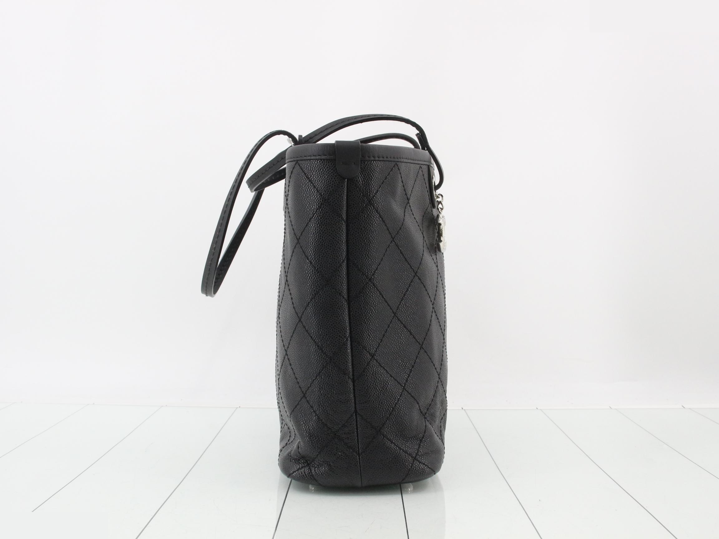 Caviar leather tote bag with Coco Mark charm and pouch. — view 4