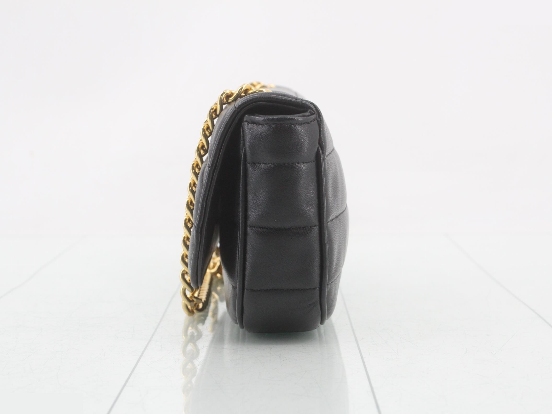 Matelassé Monochrome Leather Semi-Shoulder Bag — view 3