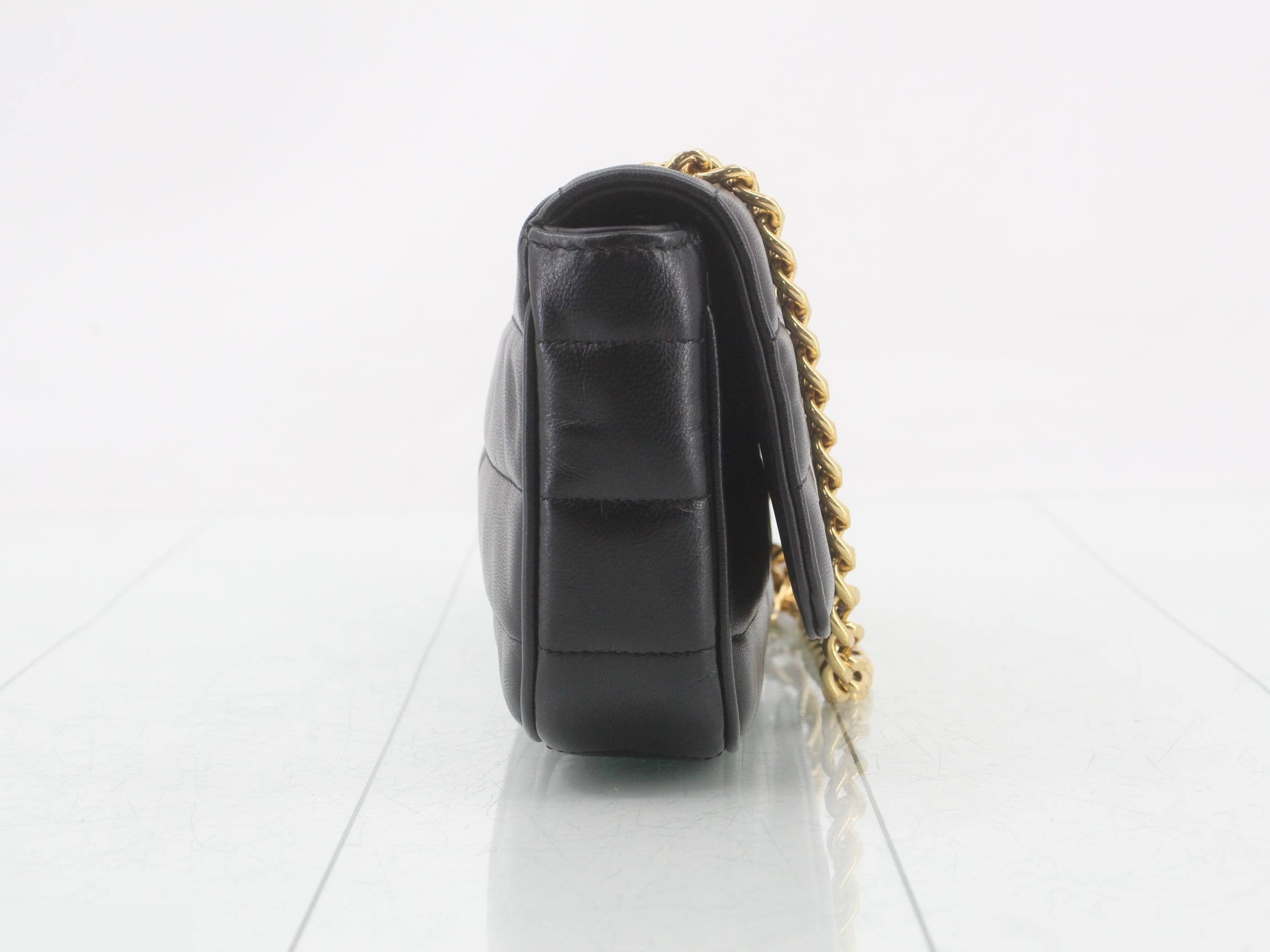 Matelassé Monochrome Leather Semi-Shoulder Bag — view 4