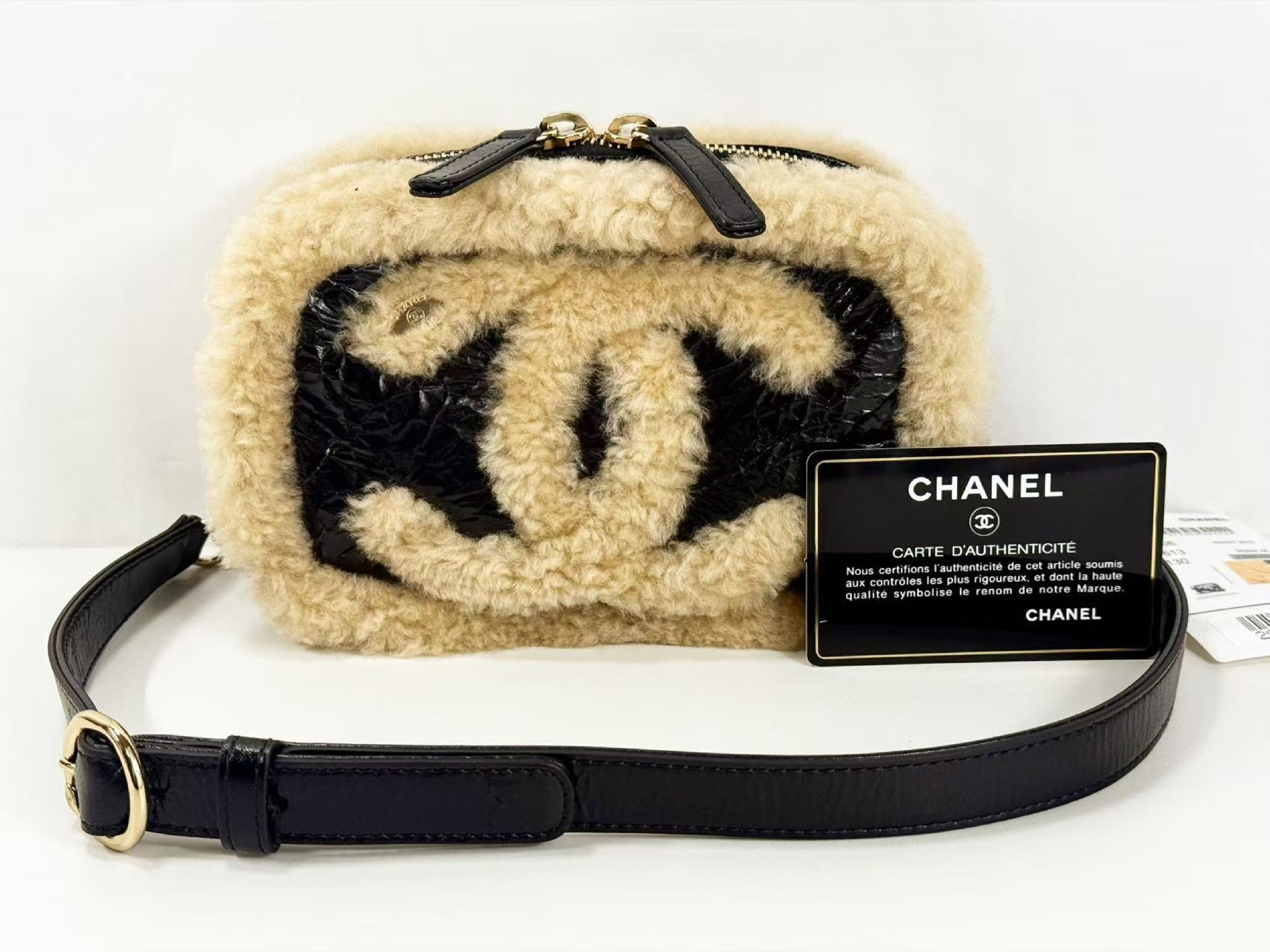 Large Coco Mouton Waist Pouch with Wrinkled Coco Charm, W18/H11/D5cm (approx.), Serial Number in the 28 range, with Authenticity Card and Seal, Gold Hardware, 28858708 Shoulder Bag