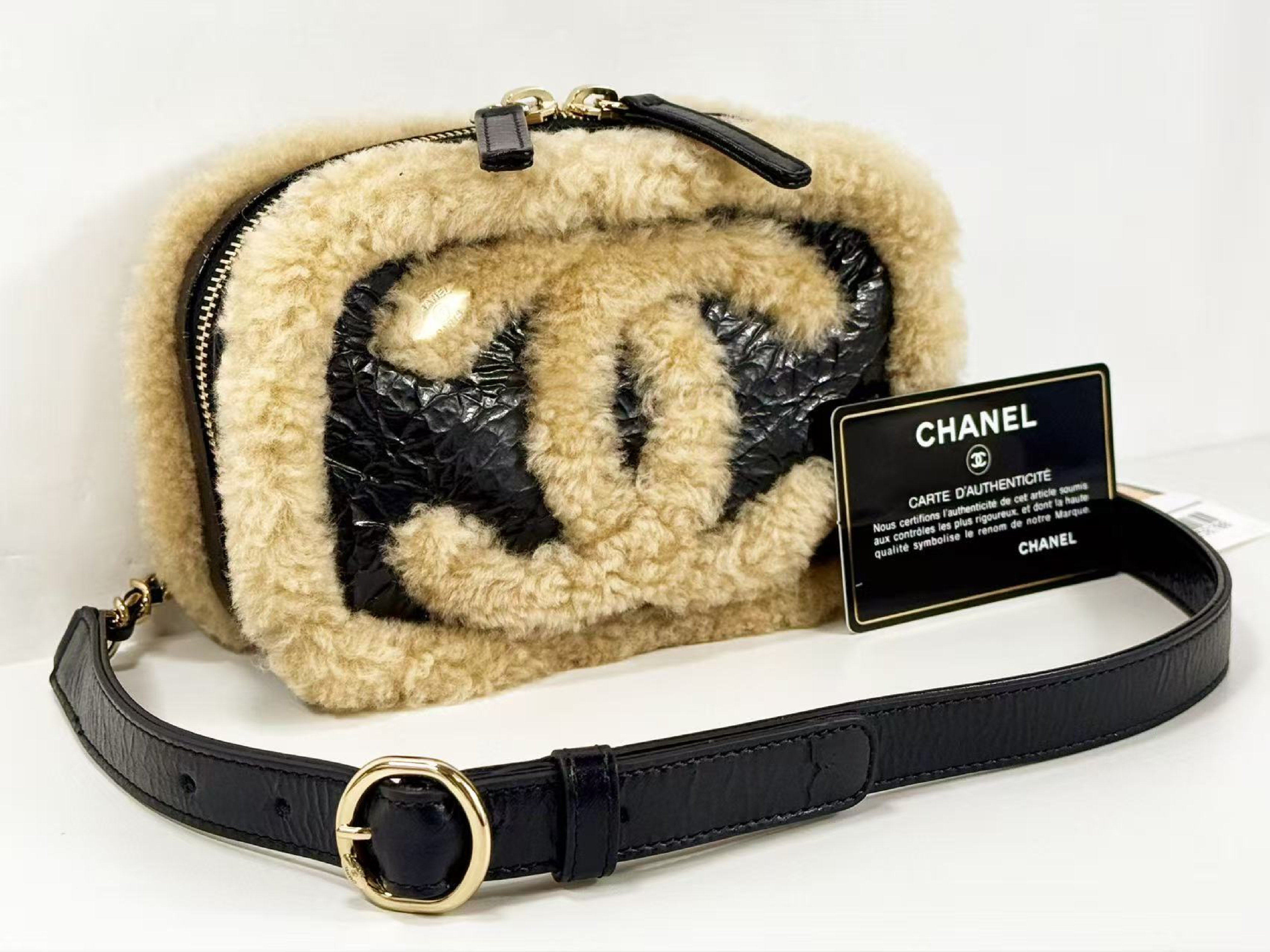 Large Coco Mouton Waist Pouch with Wrinkled Coco Charm, W18/H11/D5cm (approx.), Serial Number in the 28 range, with Authenticity Card and Seal, Gold Hardware, 28858708 Shoulder Bag — view 2