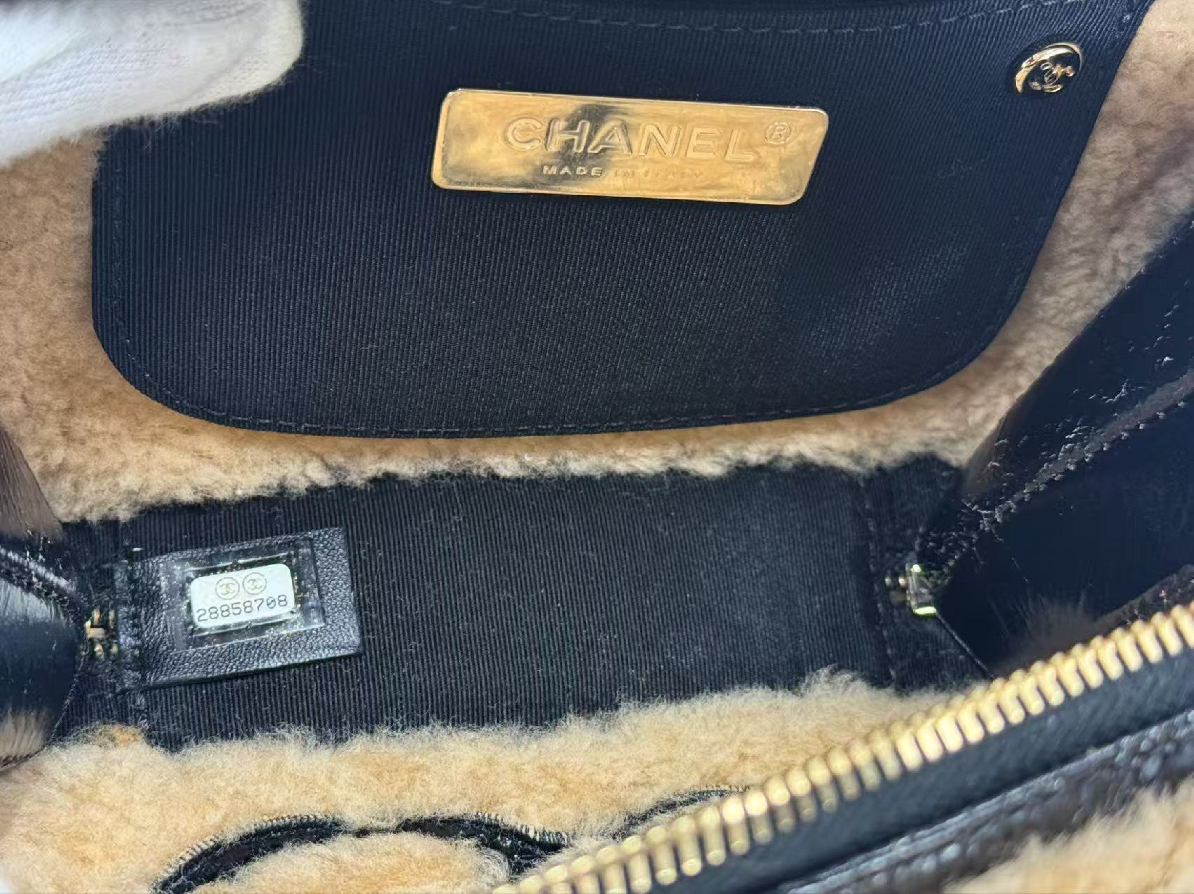 Large Coco Mouton Waist Pouch with Wrinkled Coco Charm, W18/H11/D5cm (approx.), Serial Number in the 28 range, with Authenticity Card and Seal, Gold Hardware, 28858708 Shoulder Bag — view 14