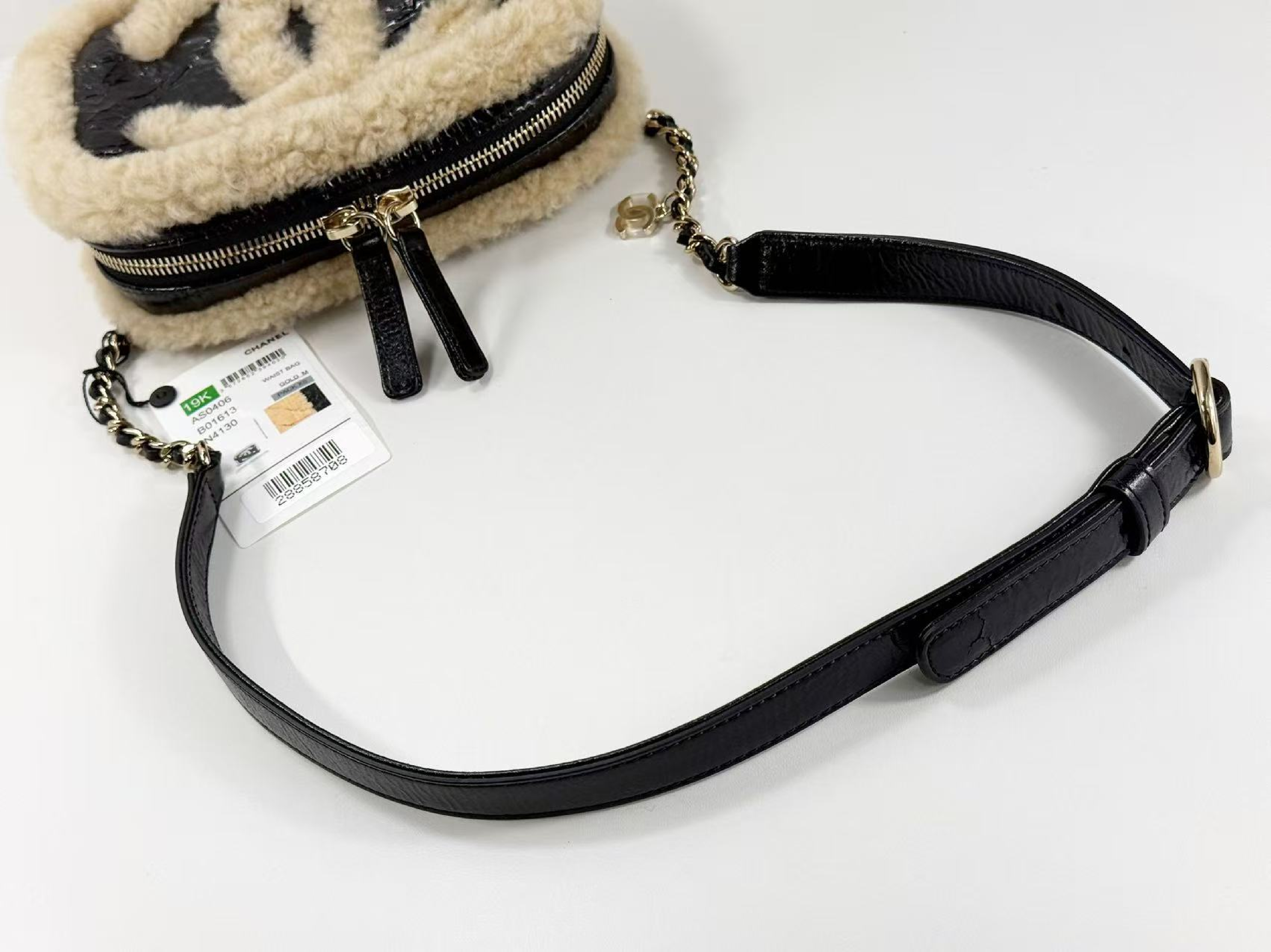Large Coco Mouton Waist Pouch with Wrinkled Coco Charm, W18/H11/D5cm (approx.), Serial Number in the 28 range, with Authenticity Card and Seal, Gold Hardware, 28858708 Shoulder Bag — view 8