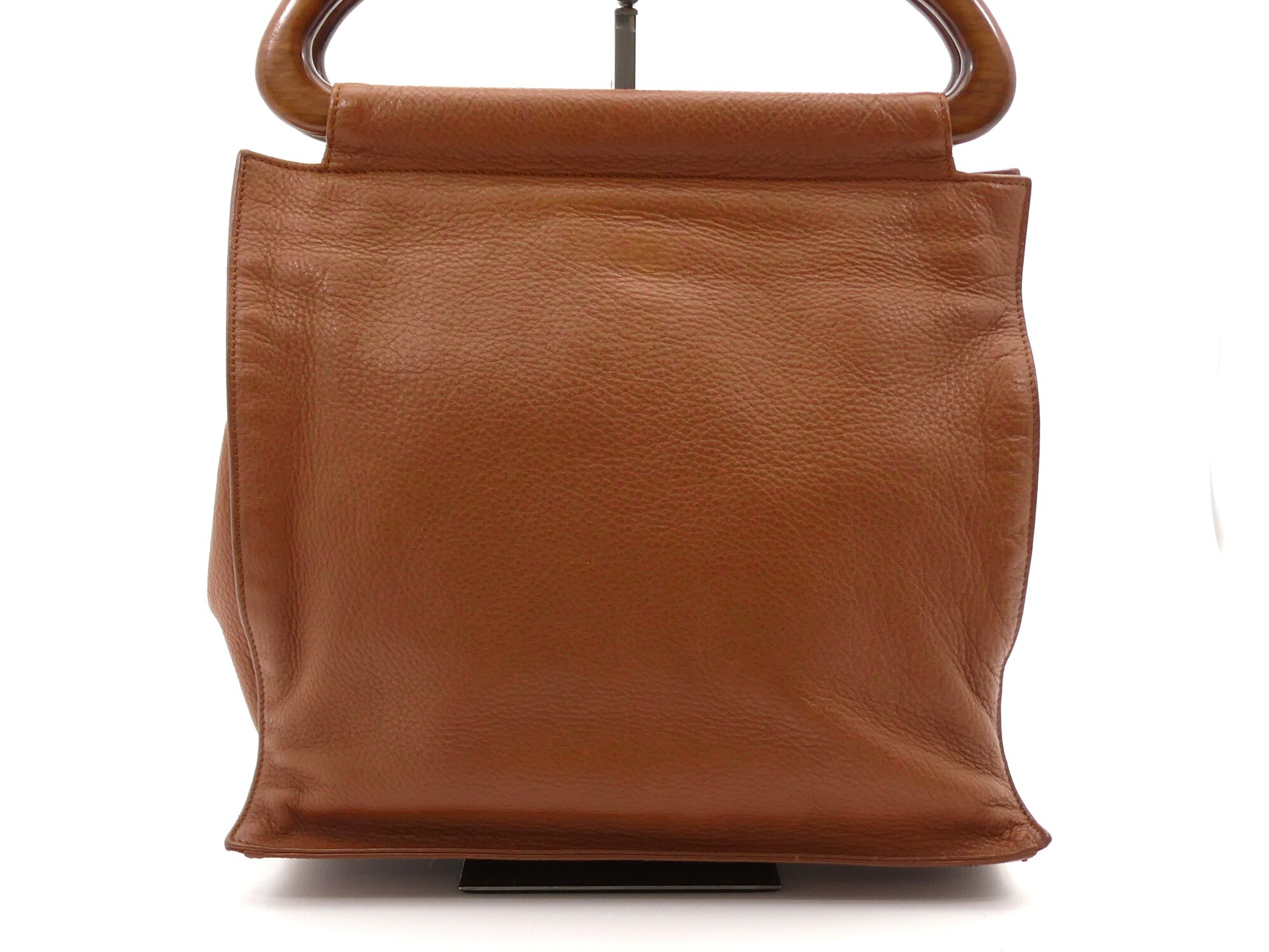 Coco Mark Leather Wood Handle Handbag — view 2