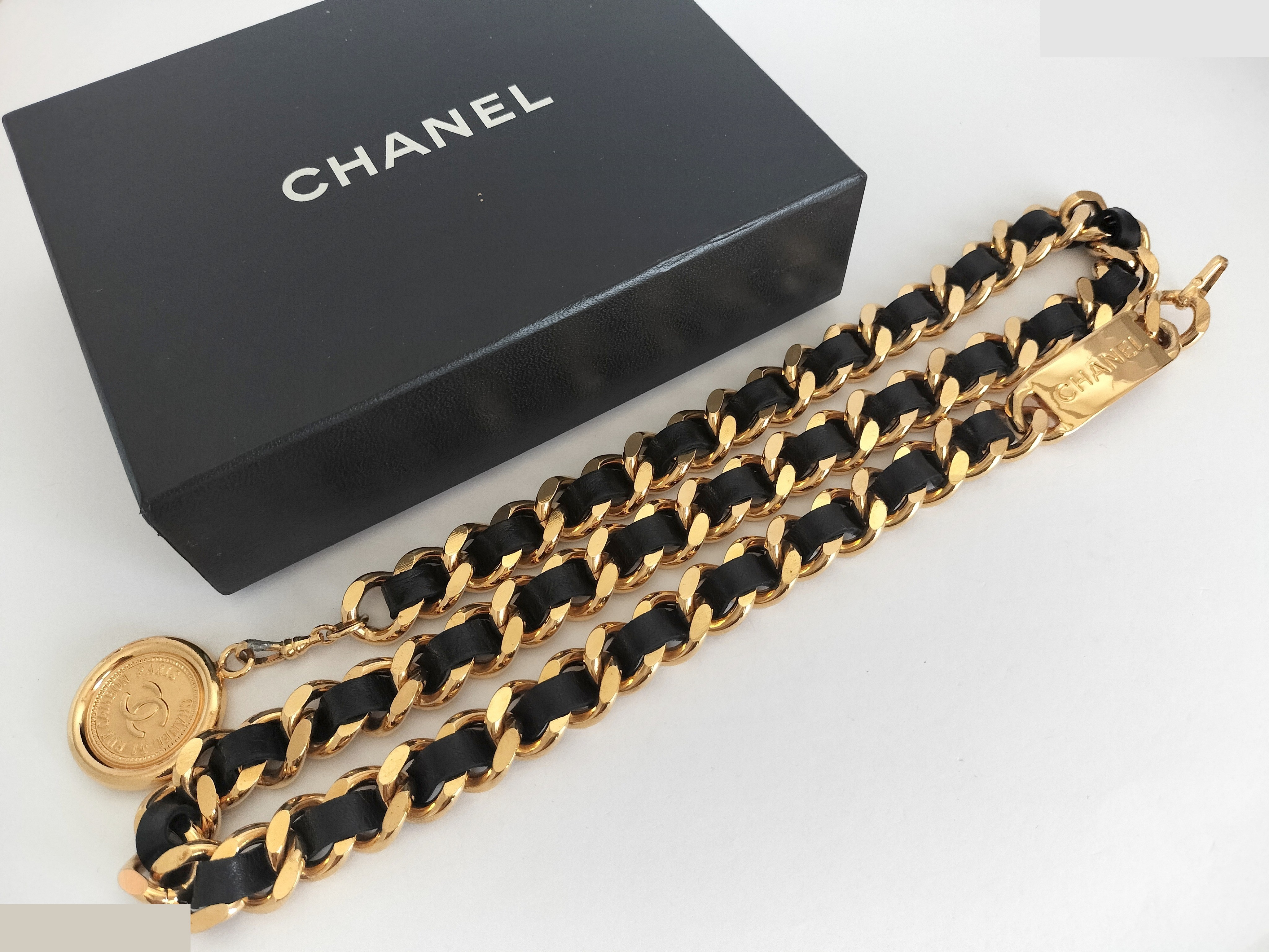 Coco Leather Gold Chain Belt (Chain approx. 81cm) — view 2